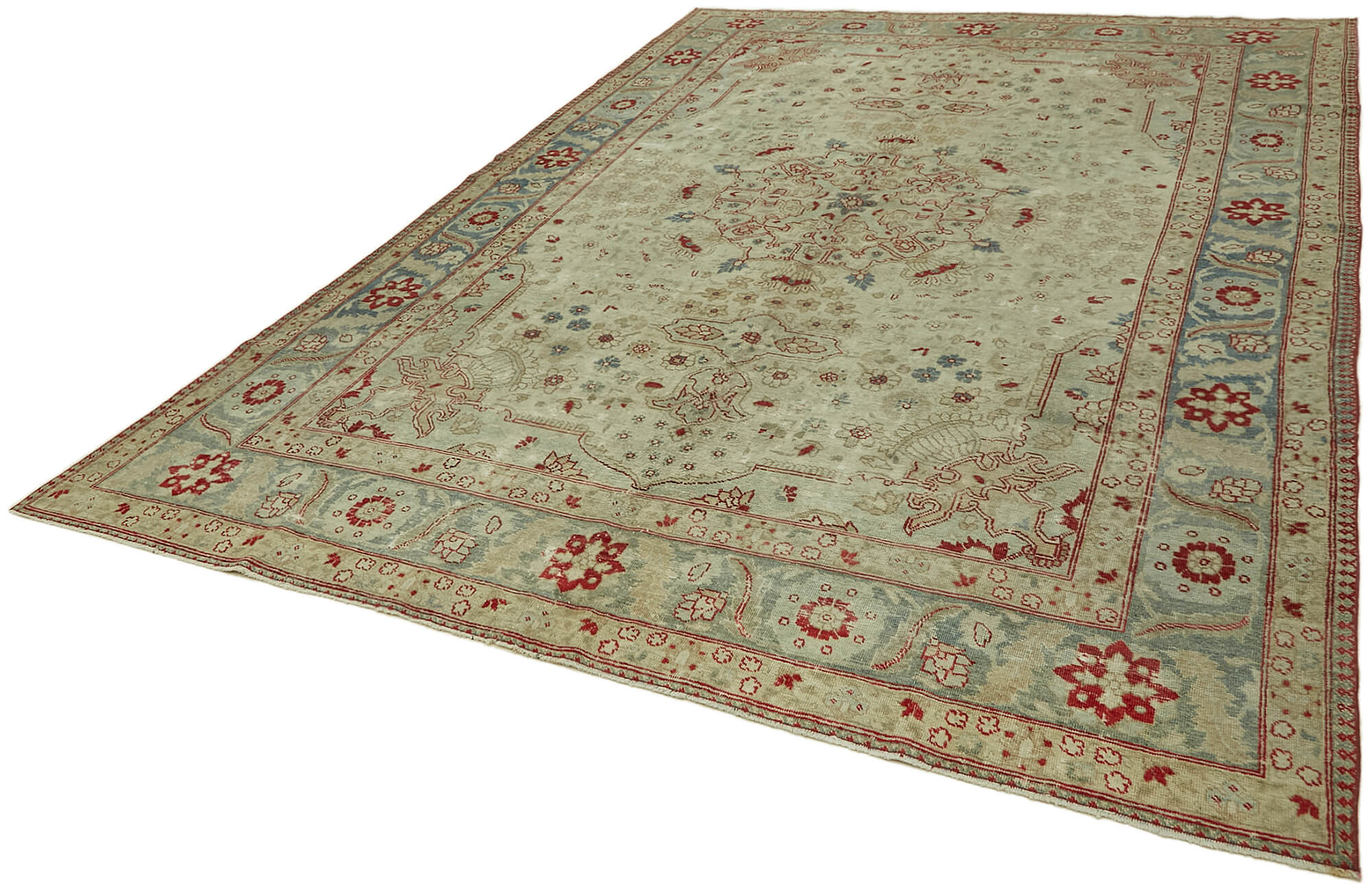 8 x 12 Beige Vintage Large Area Rug - 7416