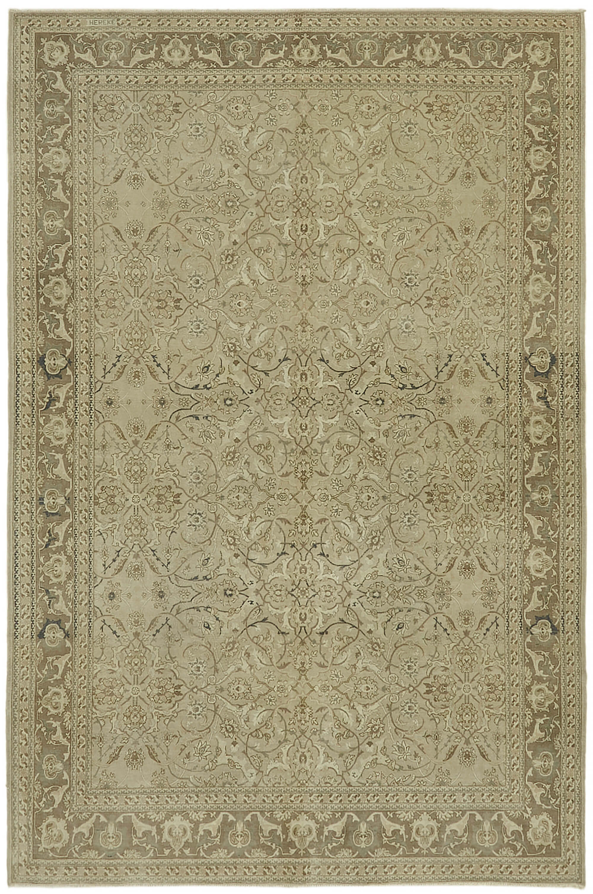 7 x 11 Beige Vintage Large Area Rug - 7418