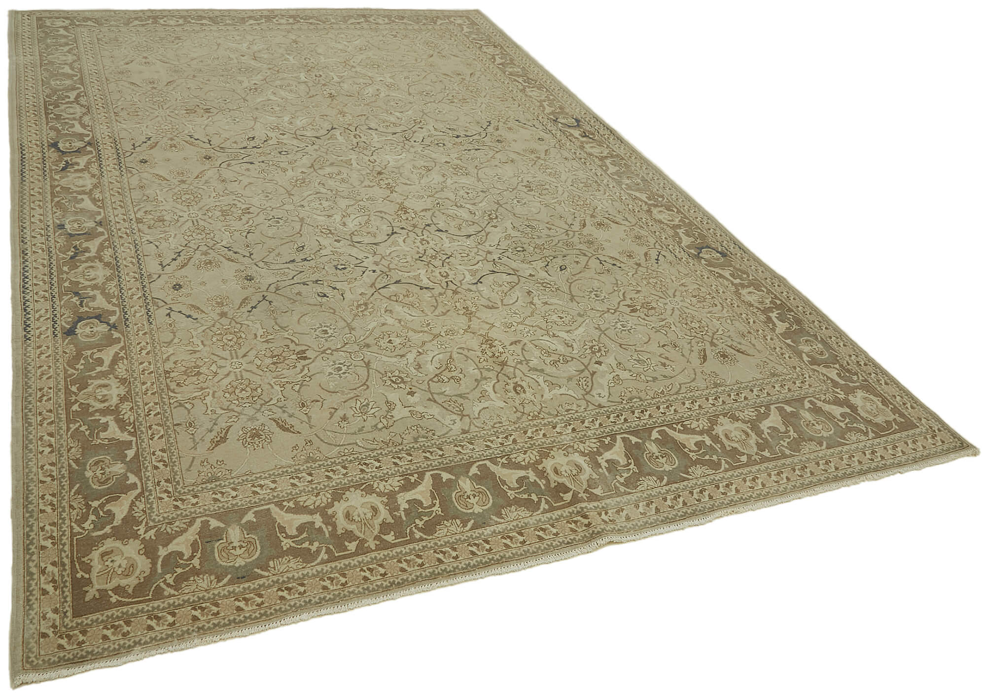 7 x 11 Beige Vintage Large Area Rug - 7418