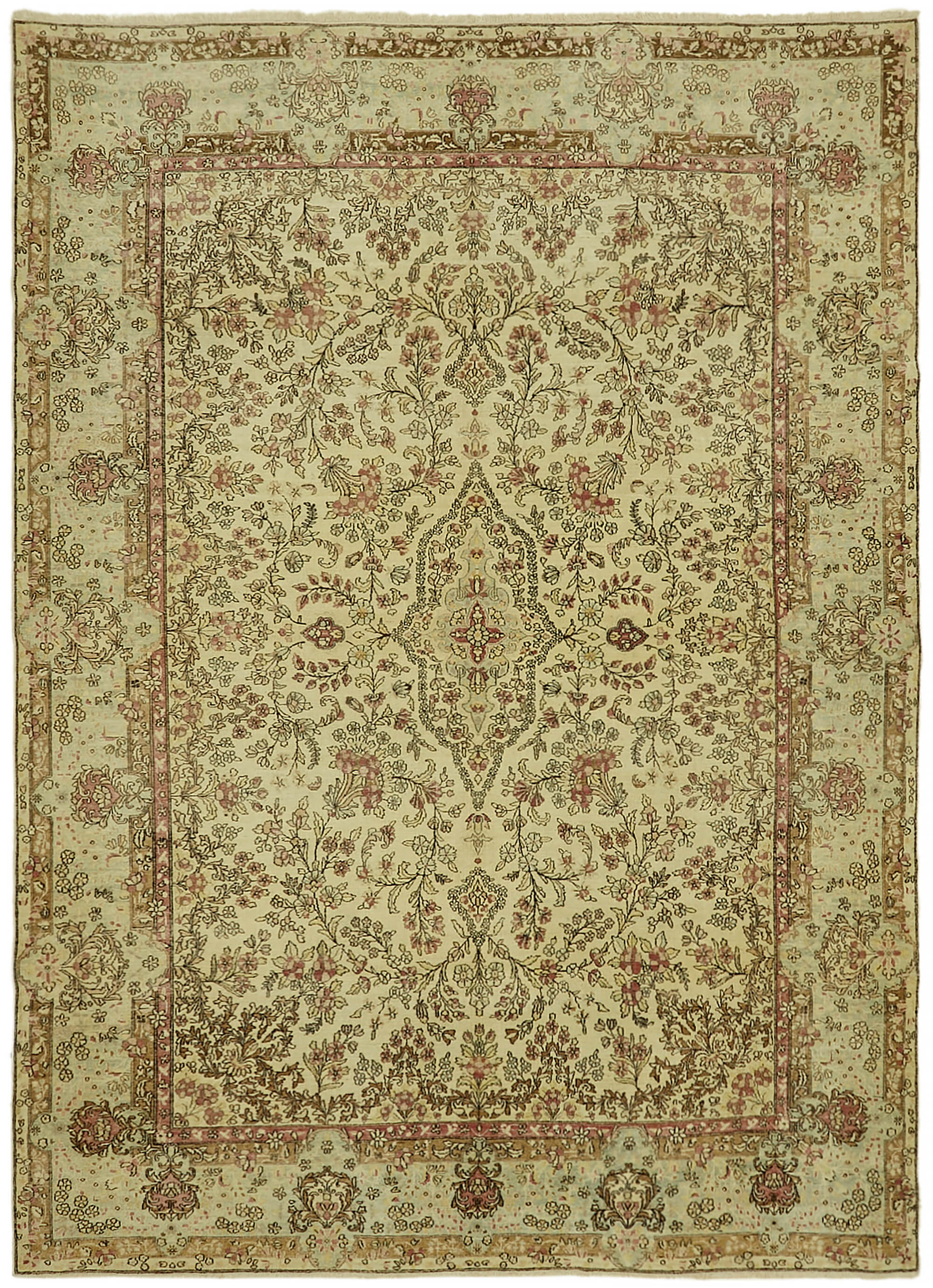 9 x 12 Beige Vintage Large Area Rug - 7419