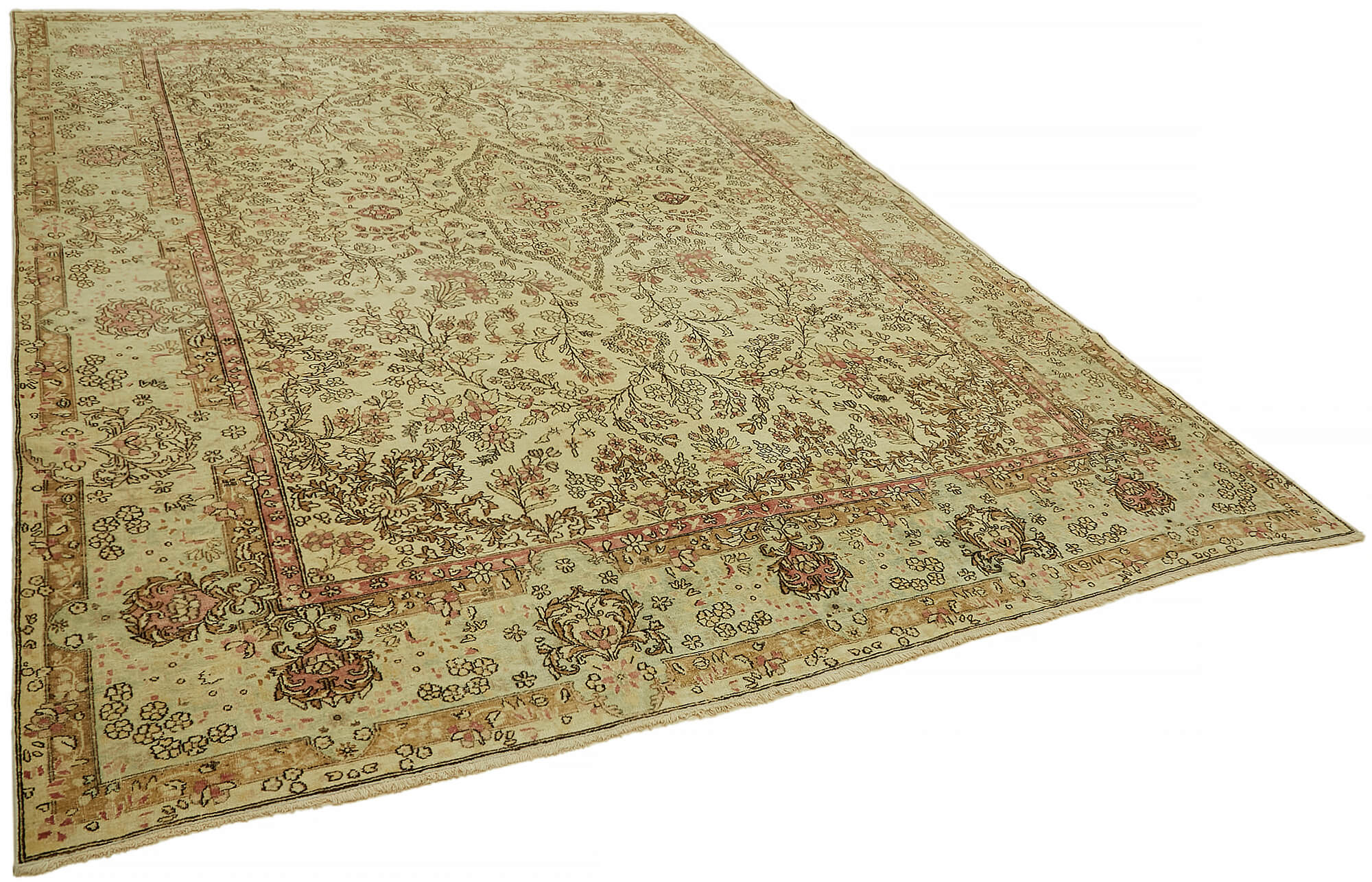 9 x 12 Beige Vintage Large Area Rug - 7419