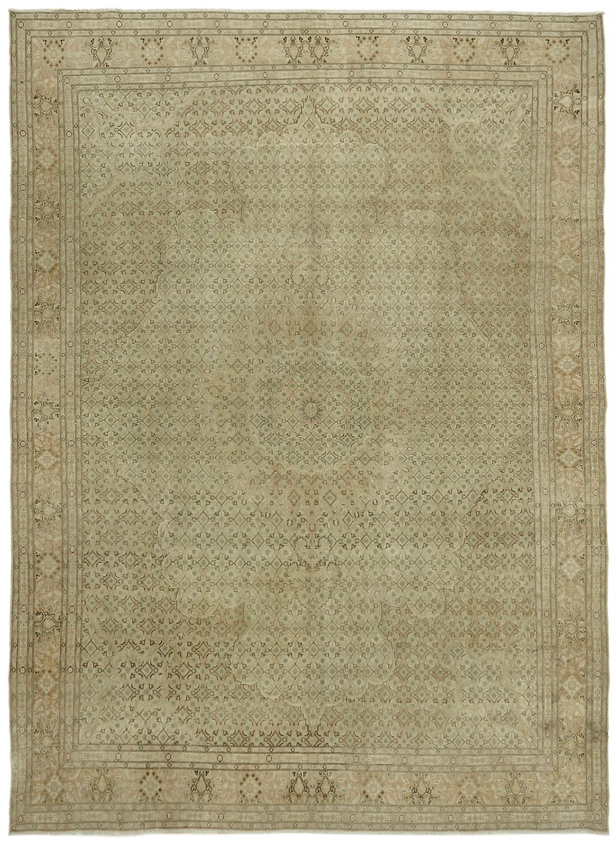 9 x 12 Beige Vintage Large Area Rug - 7420