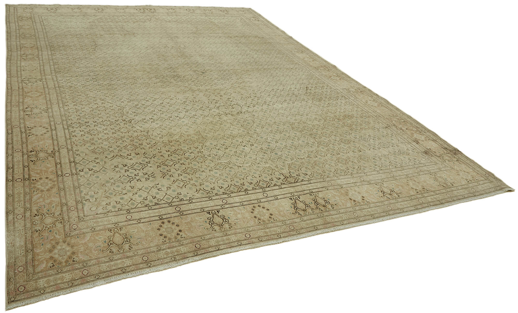 9 x 12 Beige Vintage Large Area Rug - 7420