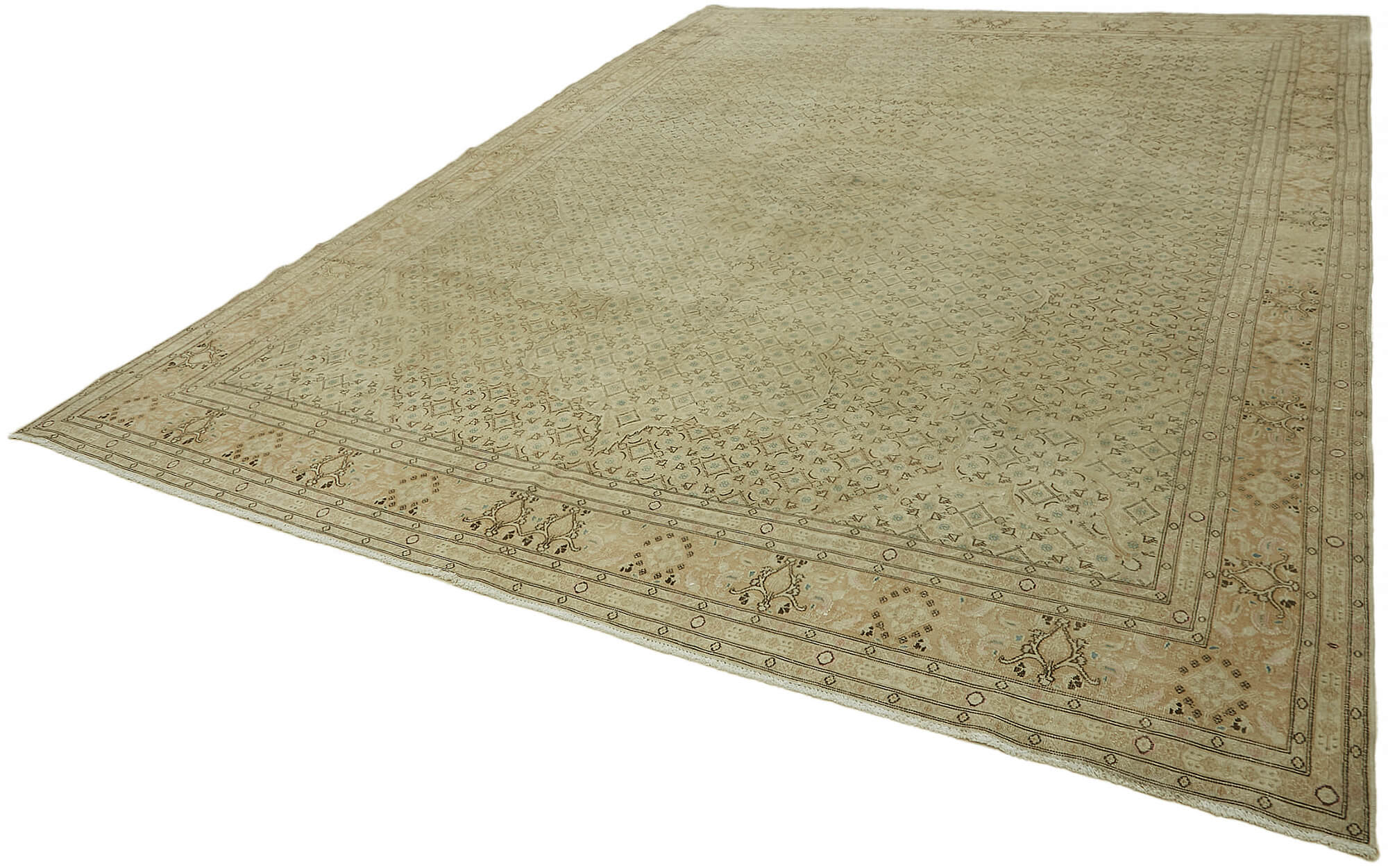 9 x 12 Beige Vintage Large Area Rug - 7420