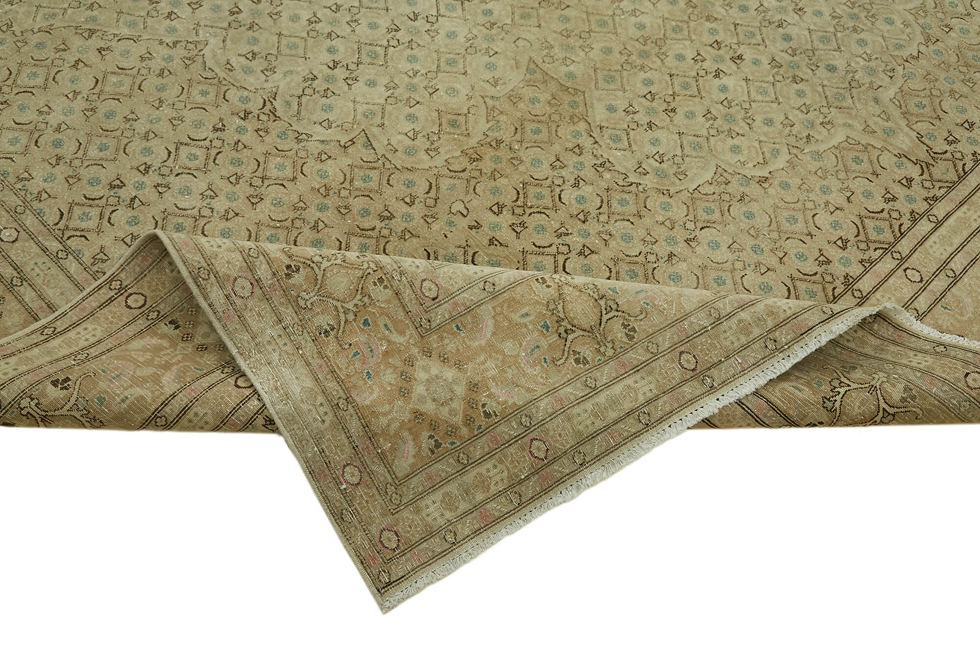 9 x 12 Beige Vintage Large Area Rug - 7420