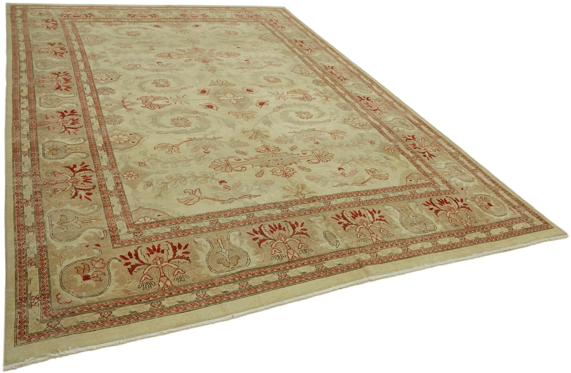 9 x 12 Beige Vintage Large Area Rug - 7423