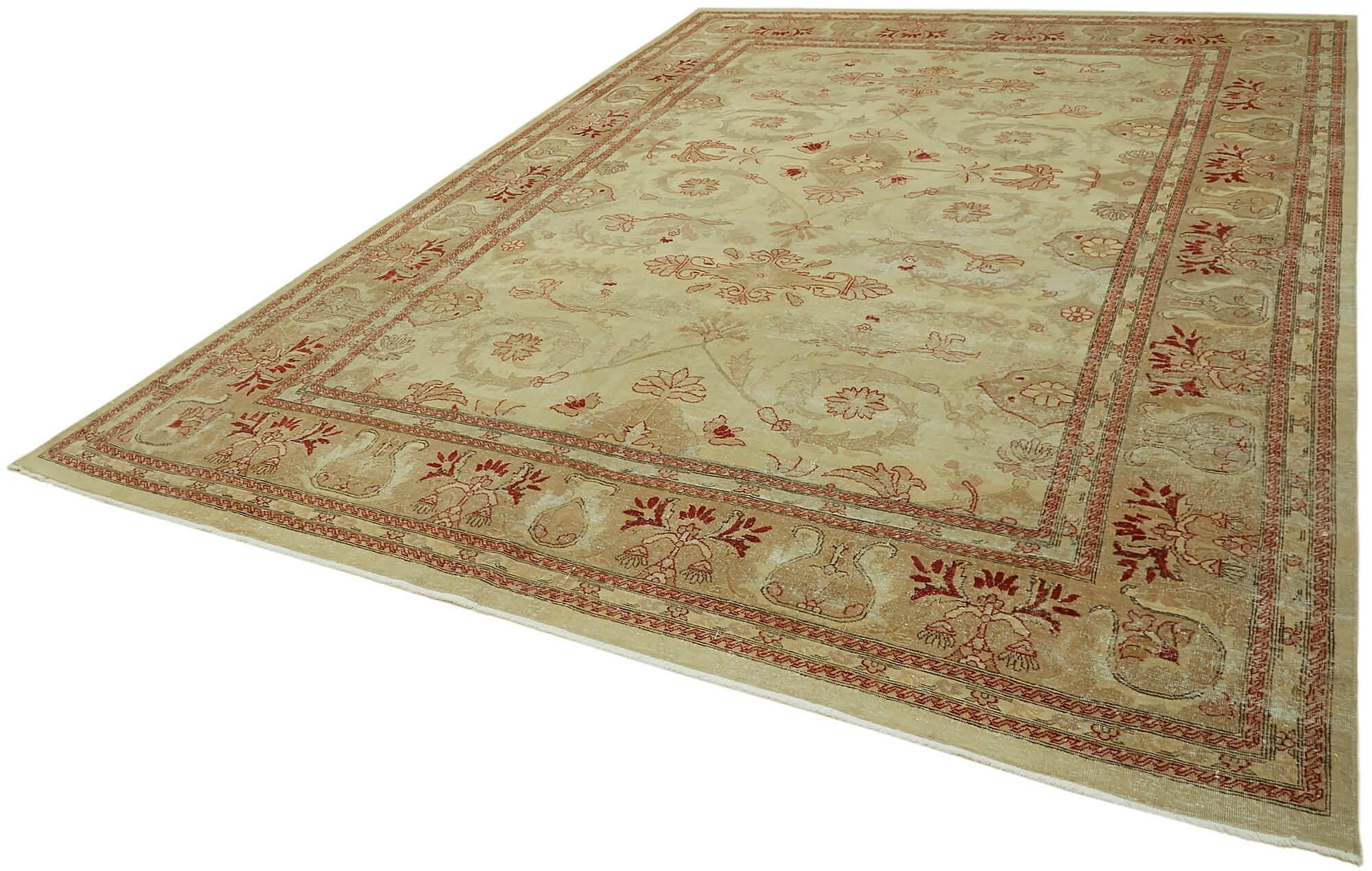 9 x 12 Beige Vintage Large Area Rug - 7423