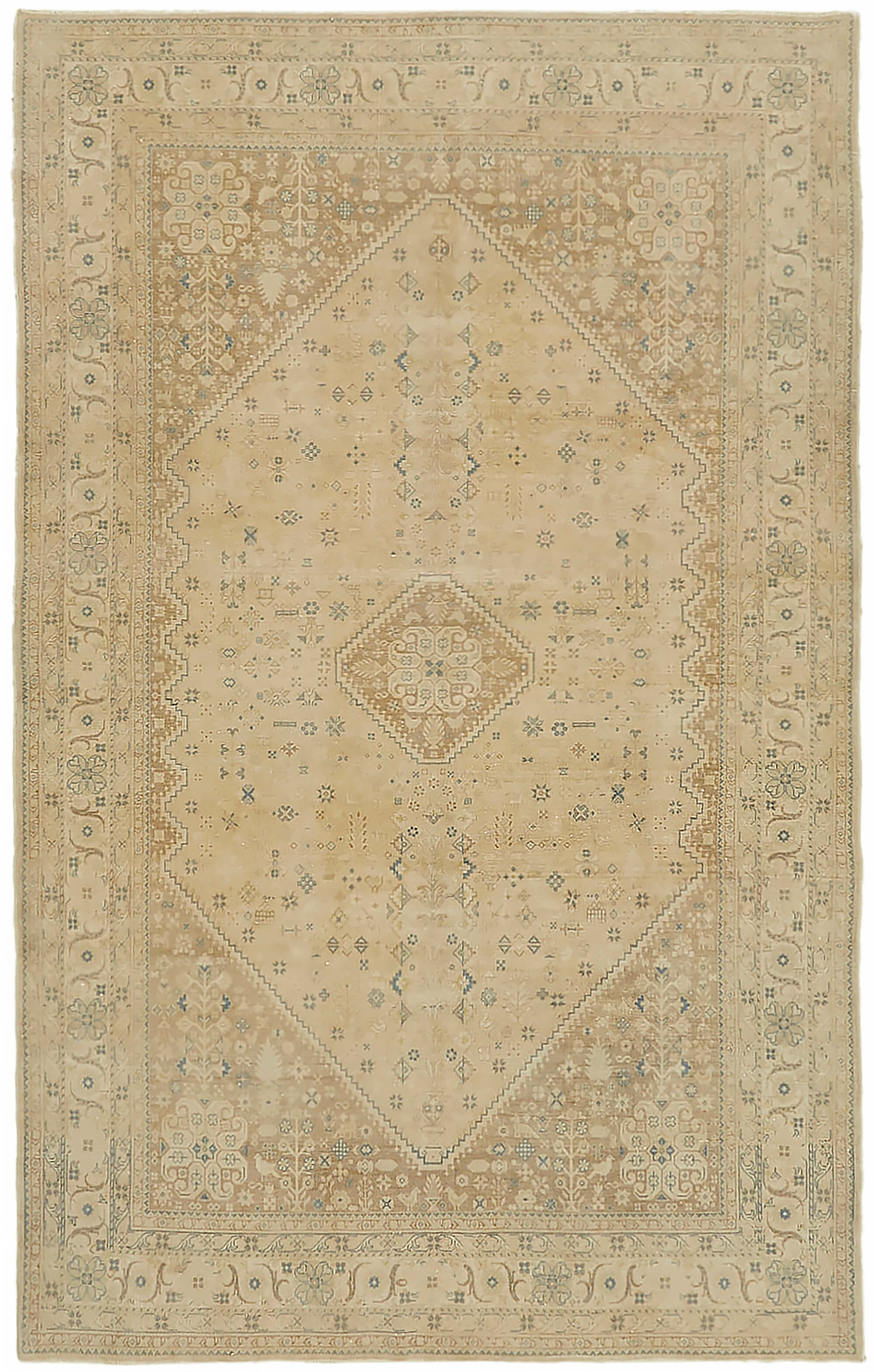 6 x 10 Beige Vintage Large Area Rug - 7425