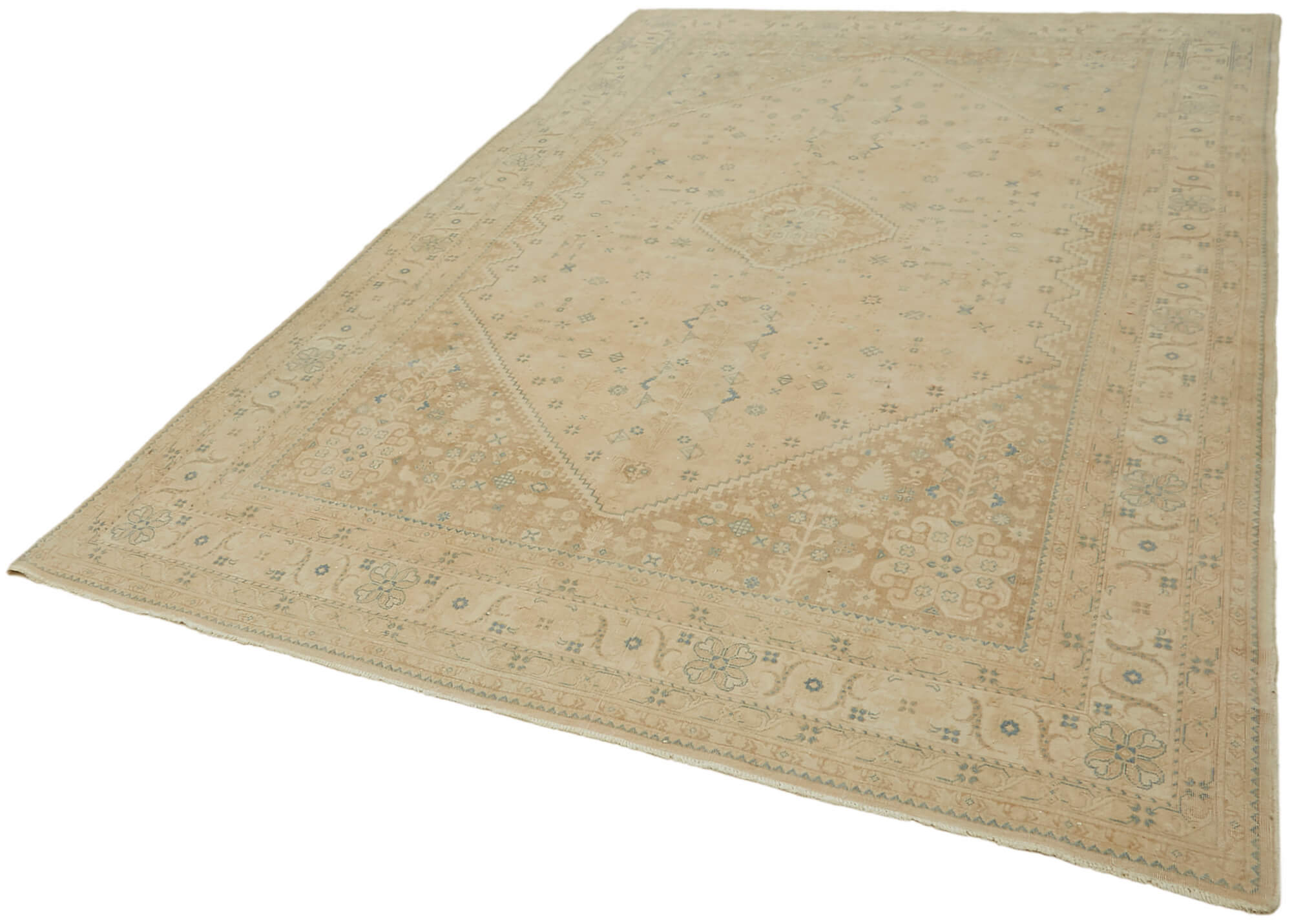 6 x 10 Beige Vintage Large Area Rug - 7425