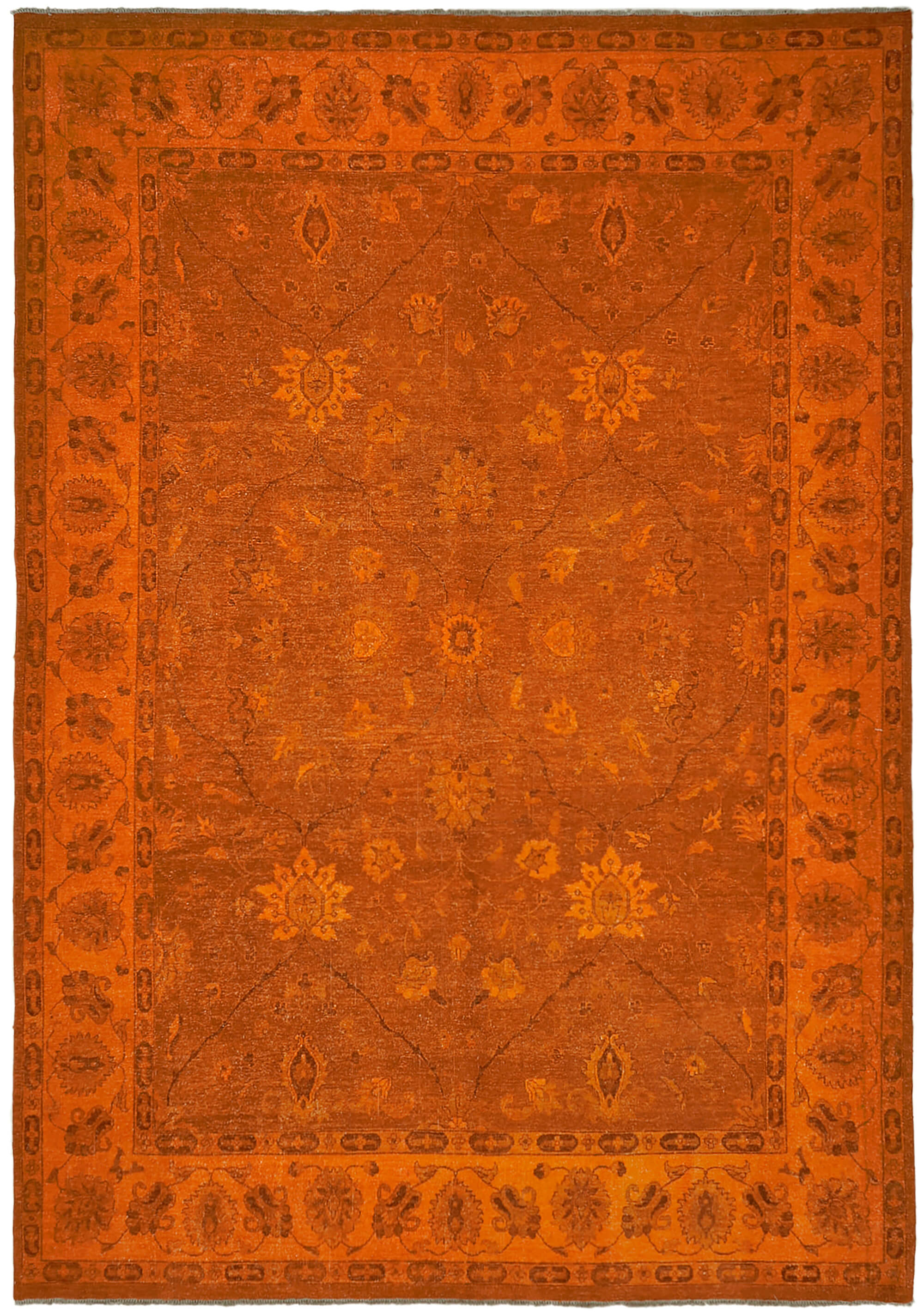 9 x 12 Orange Overdyed Large Area Rug - 7429