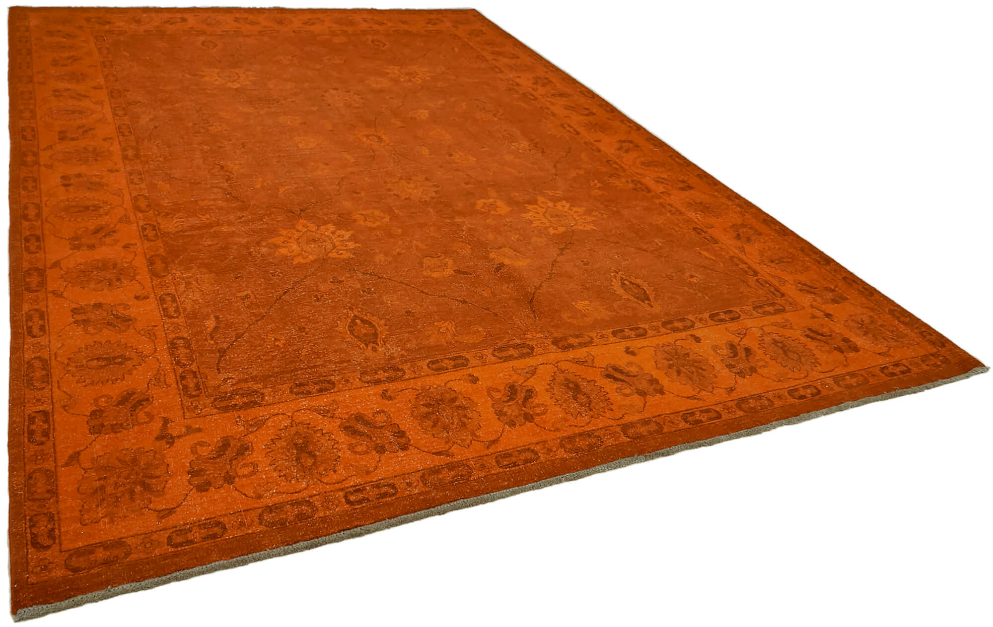 9 x 12 Orange Overdyed Large Area Rug - 7429