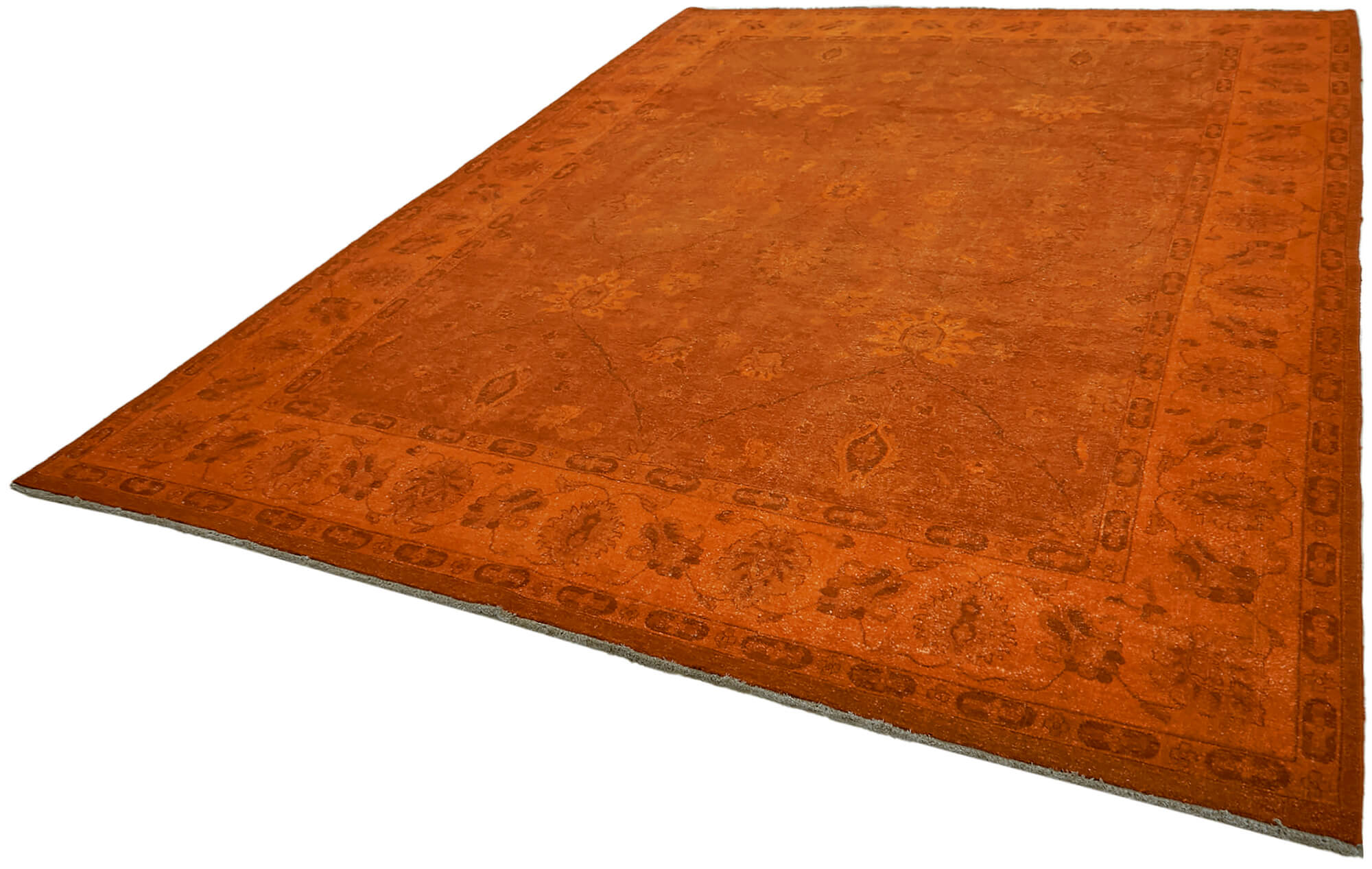 9 x 12 Orange Overdyed Large Area Rug - 7429