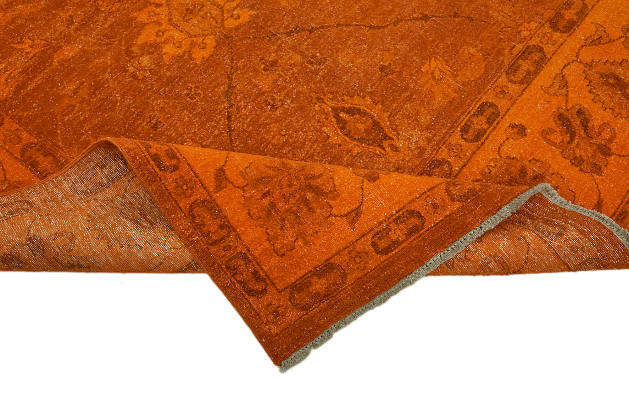 9 x 12 Orange Overdyed Large Area Rug - 7429