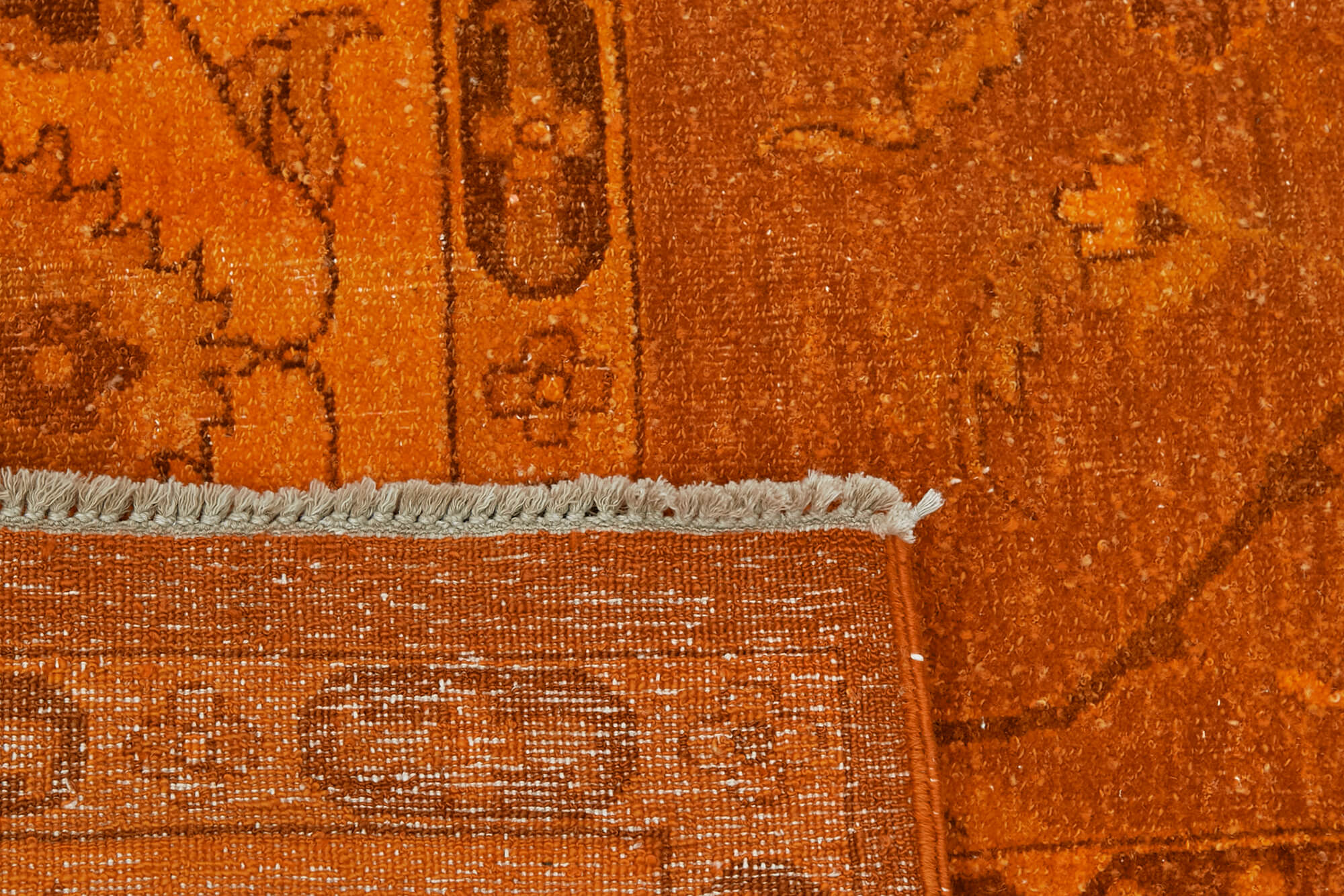 9 x 12 Orange Overdyed Large Area Rug - 7429