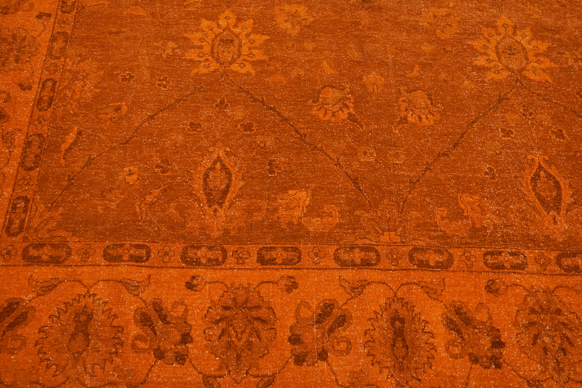 9 x 12 Orange Overdyed Large Area Rug - 7429