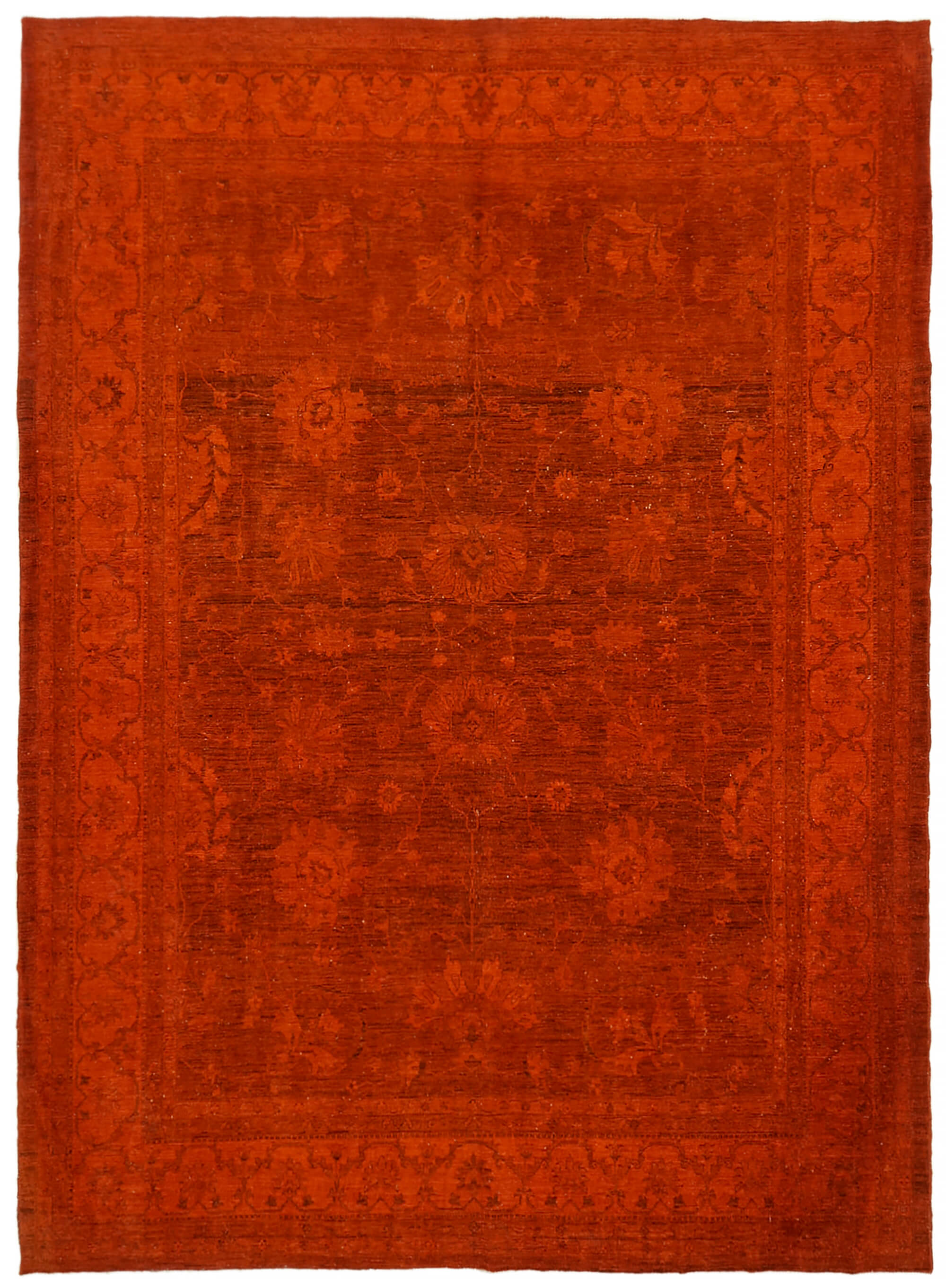 9 x 12 Orange Overdyed Large Area Rug - 7430