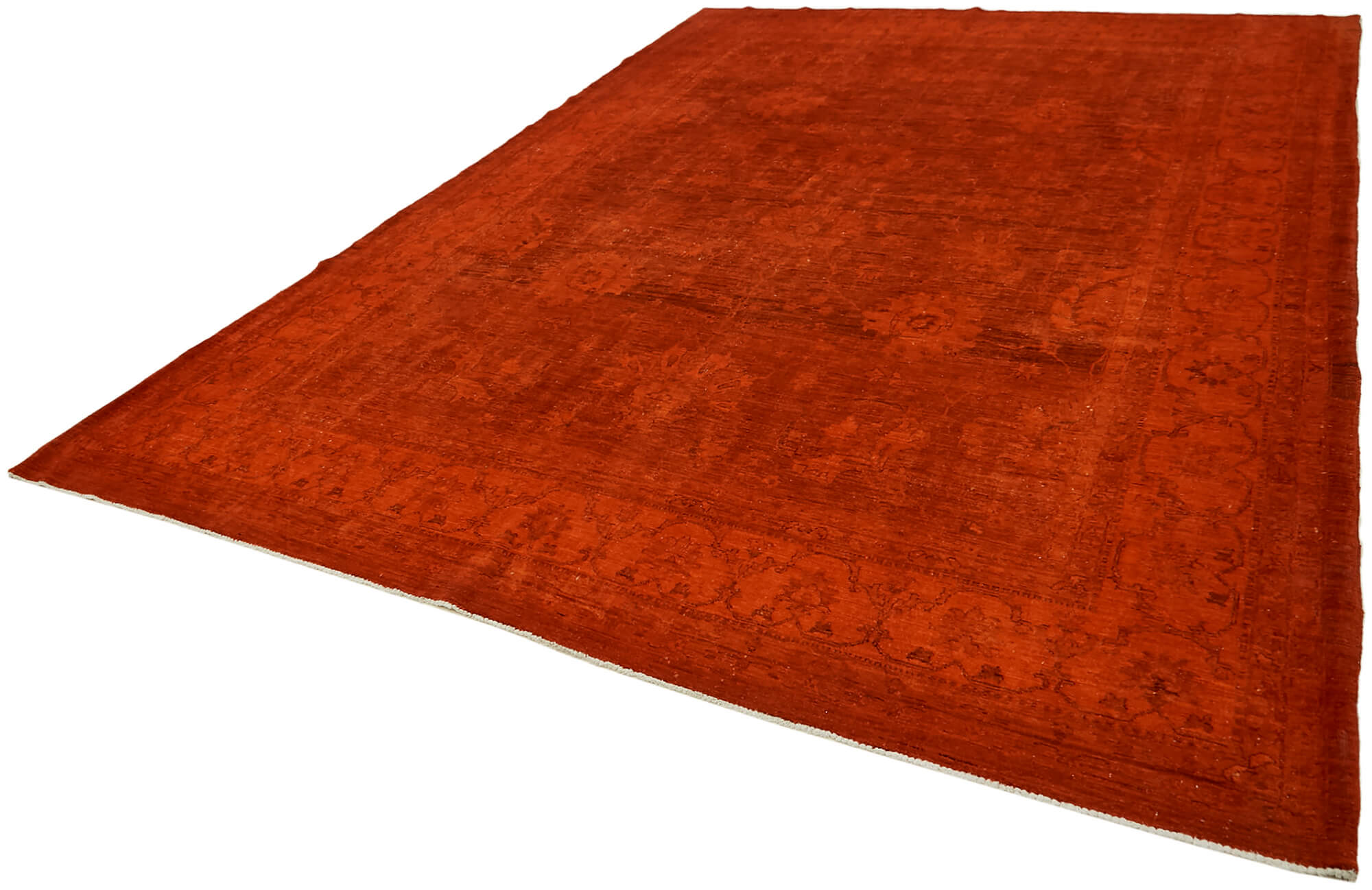 9 x 12 Orange Overdyed Large Area Rug - 7430