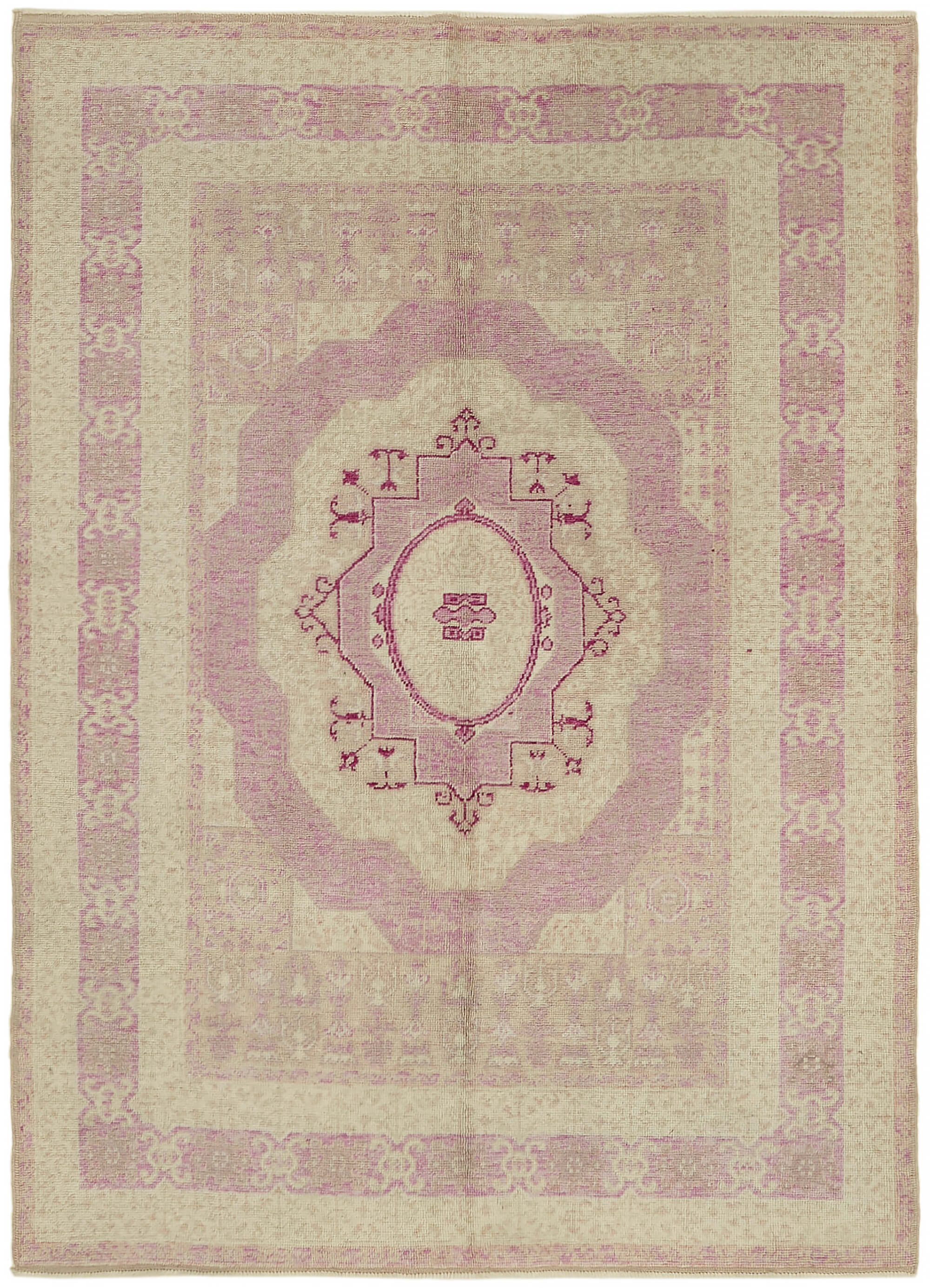 6 x 8 Beige Oushak Rug - 7439