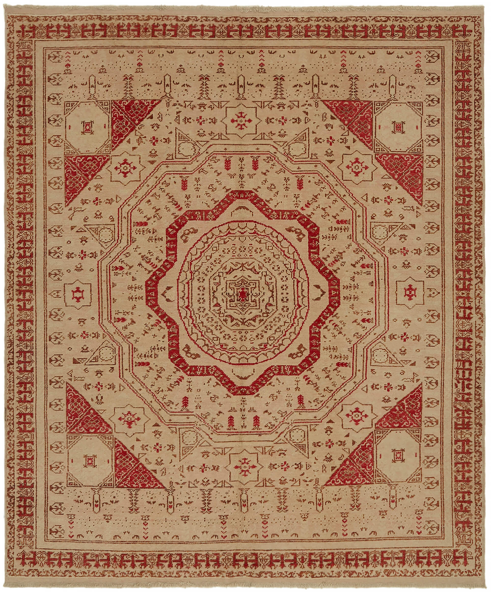 7 x 8 Beige Oushak Rug - 7441