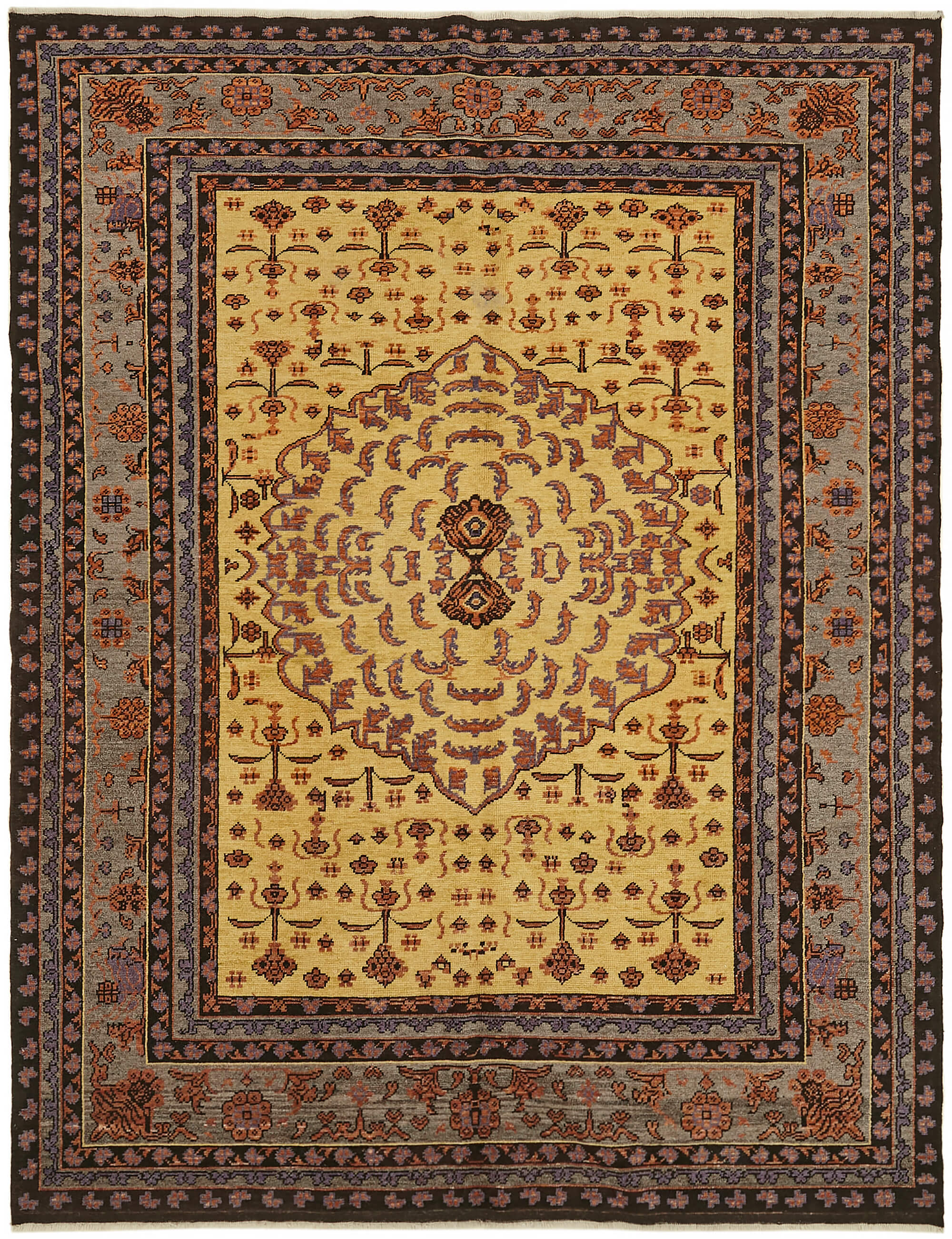 7 x 9 Beige Oushak Rug - 7446