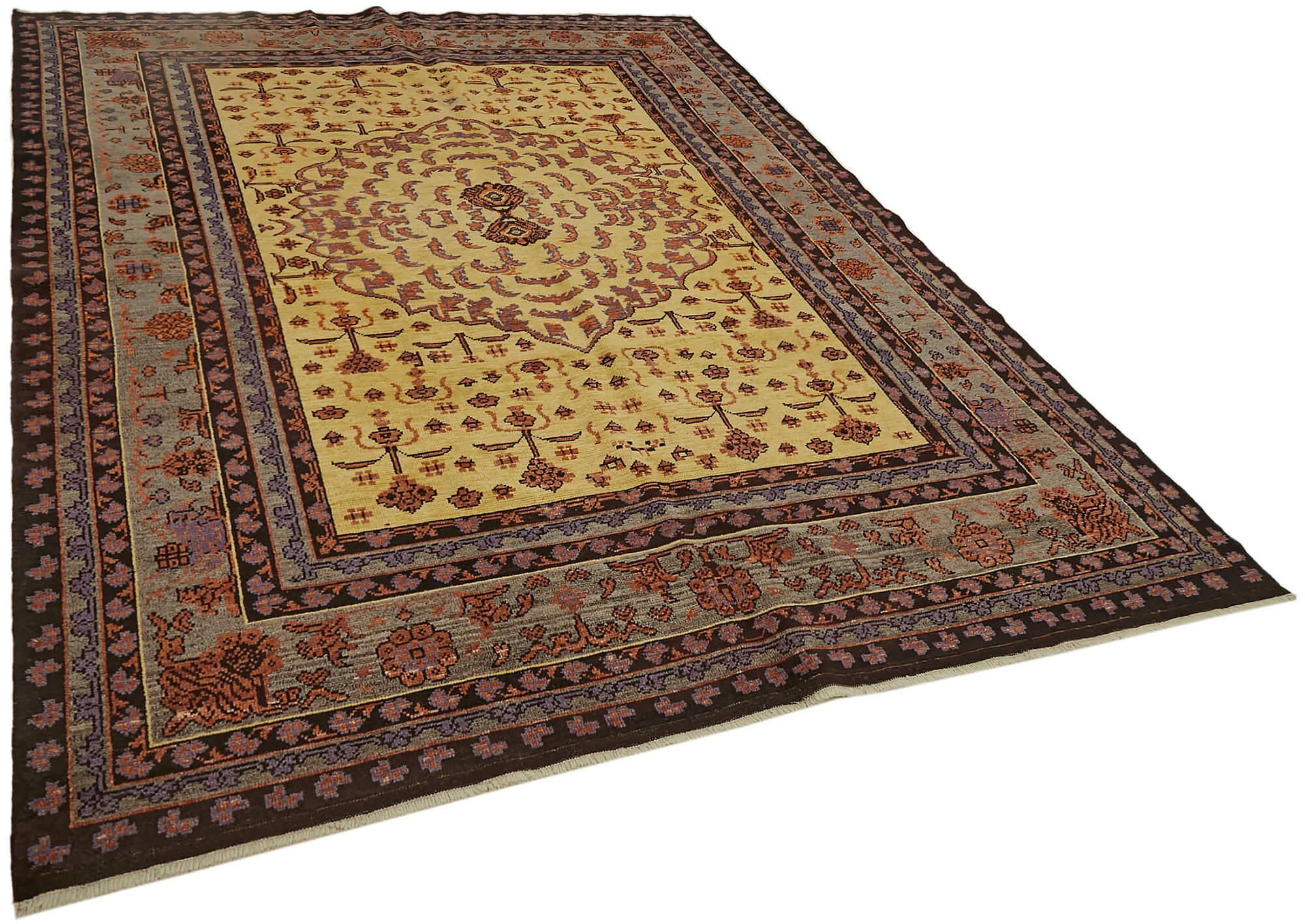 7 x 9 Beige Oushak Rug - 7446