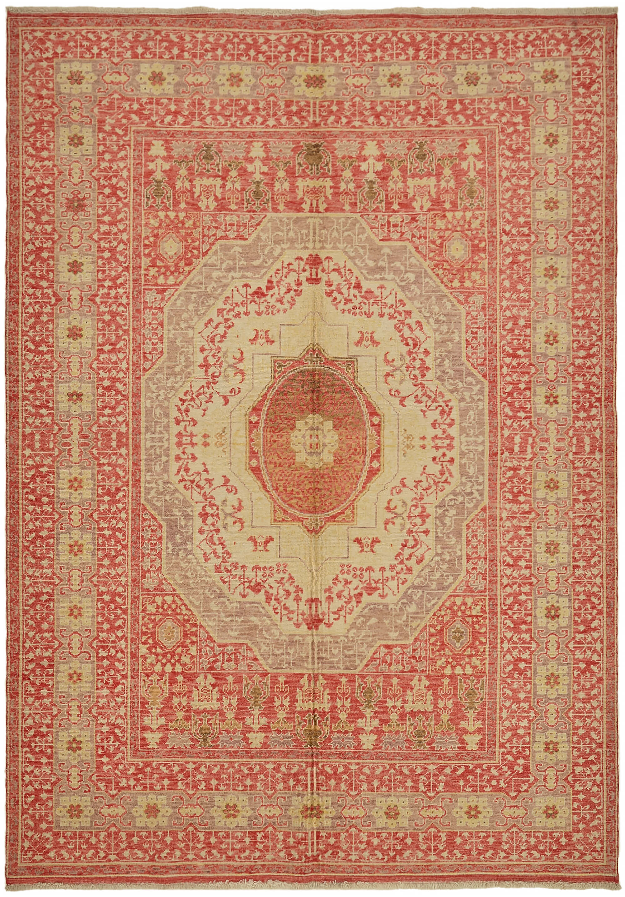 7 x 9 Beige Oushak Rug - 7447