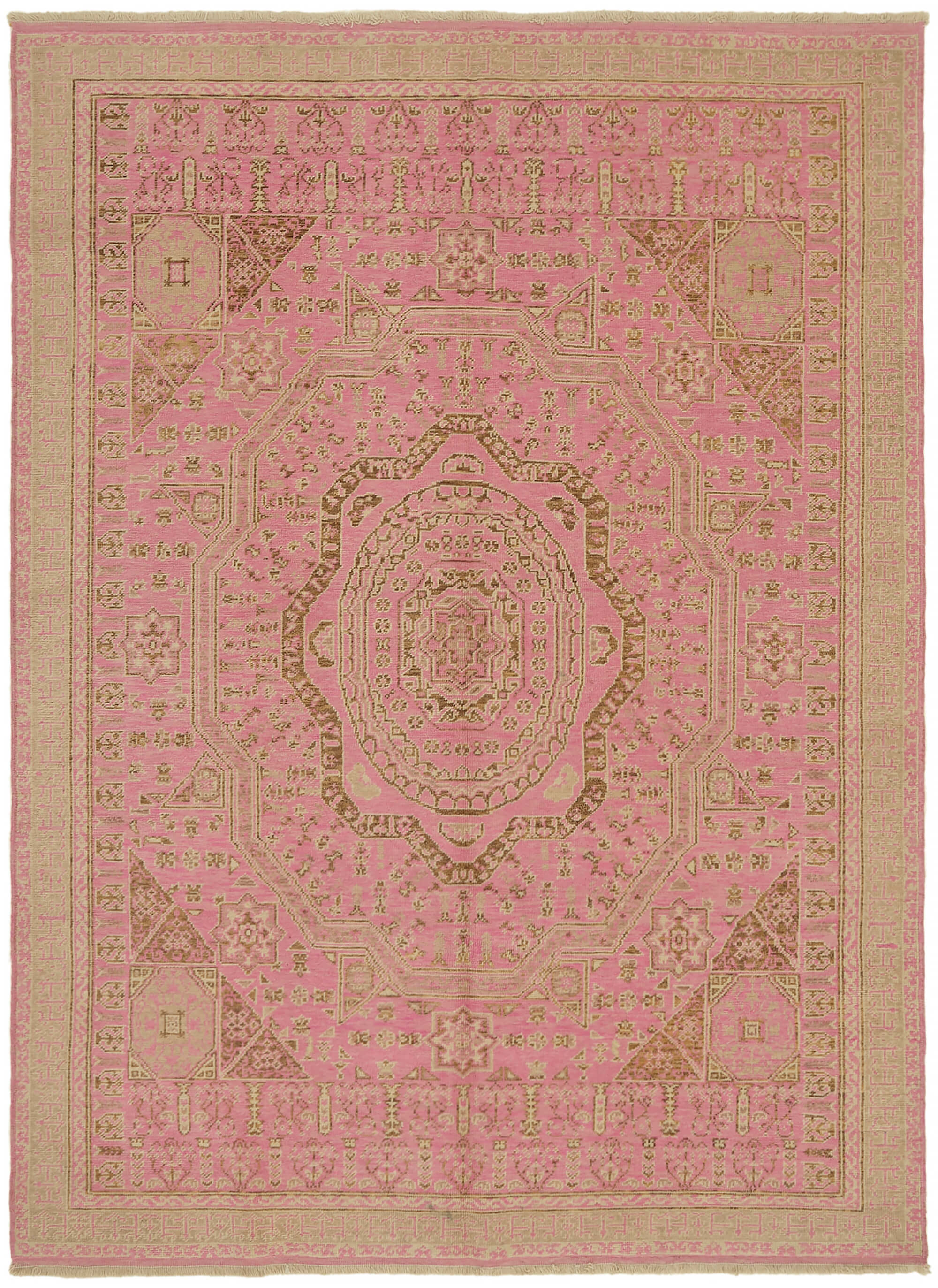 7 x 9 Beige Oushak Rug - 7448