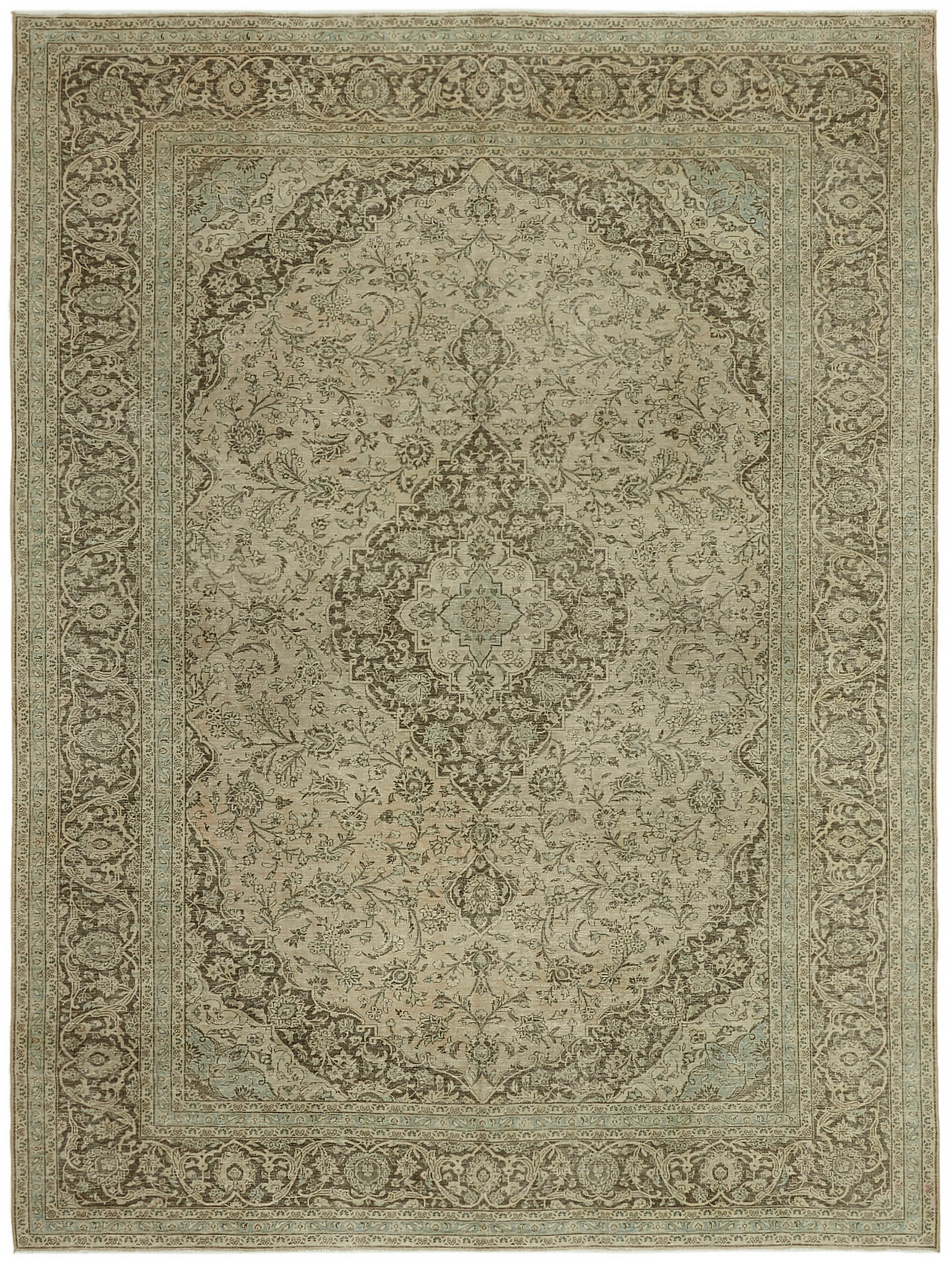 10 x 13 Beige Vintage Large Area Rug - 7623