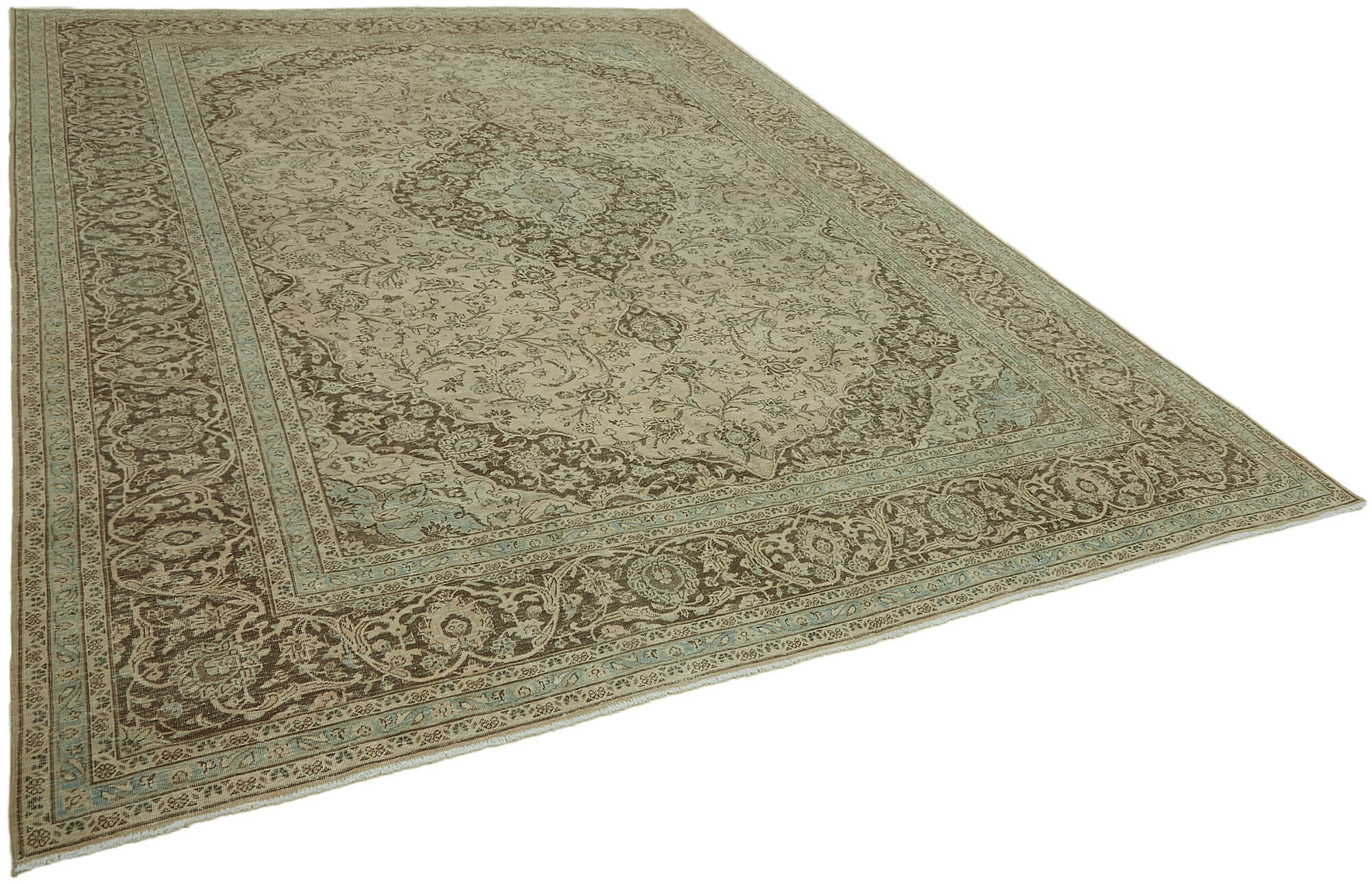 10 x 13 Beige Vintage Large Area Rug - 7623