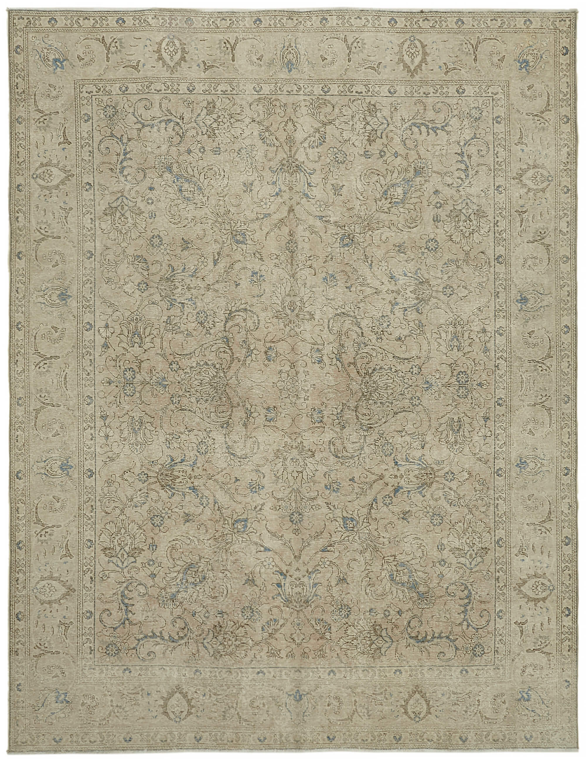 10 x 13 Beige Vintage Large Area Rug - 7625