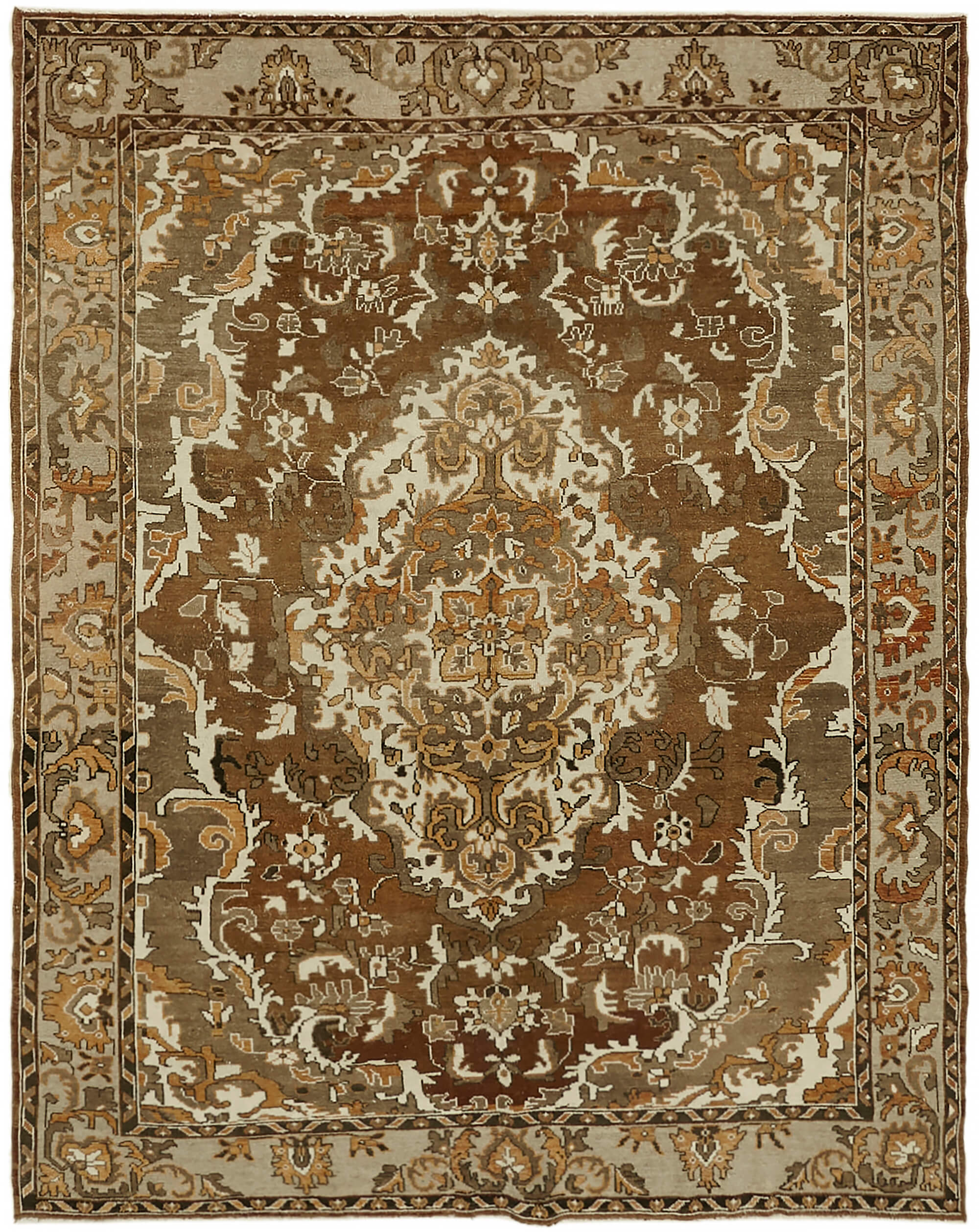 8 x 10 Brown Vintage Large Area Rug - 7627