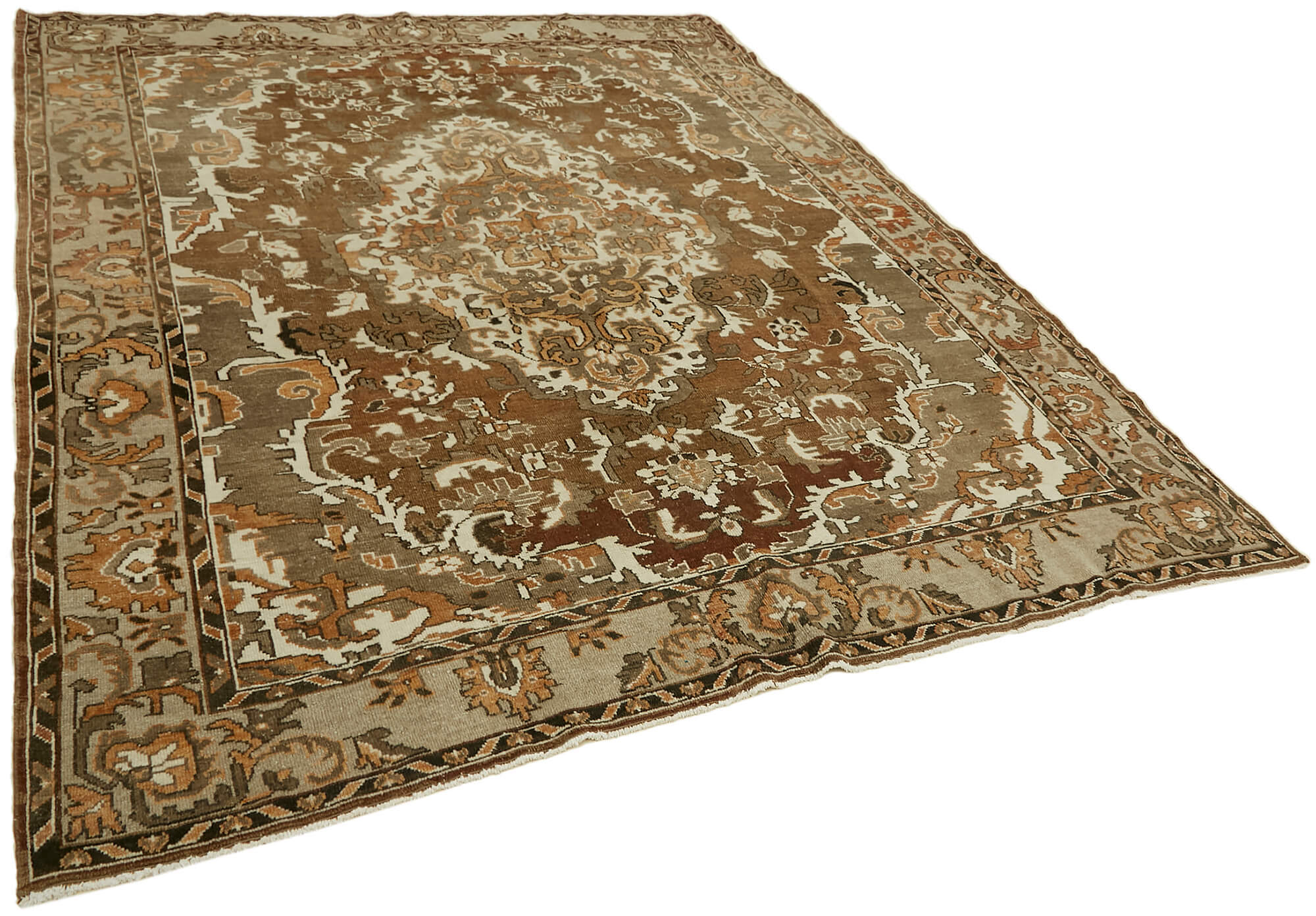 8 x 10 Brown Vintage Large Area Rug - 7627