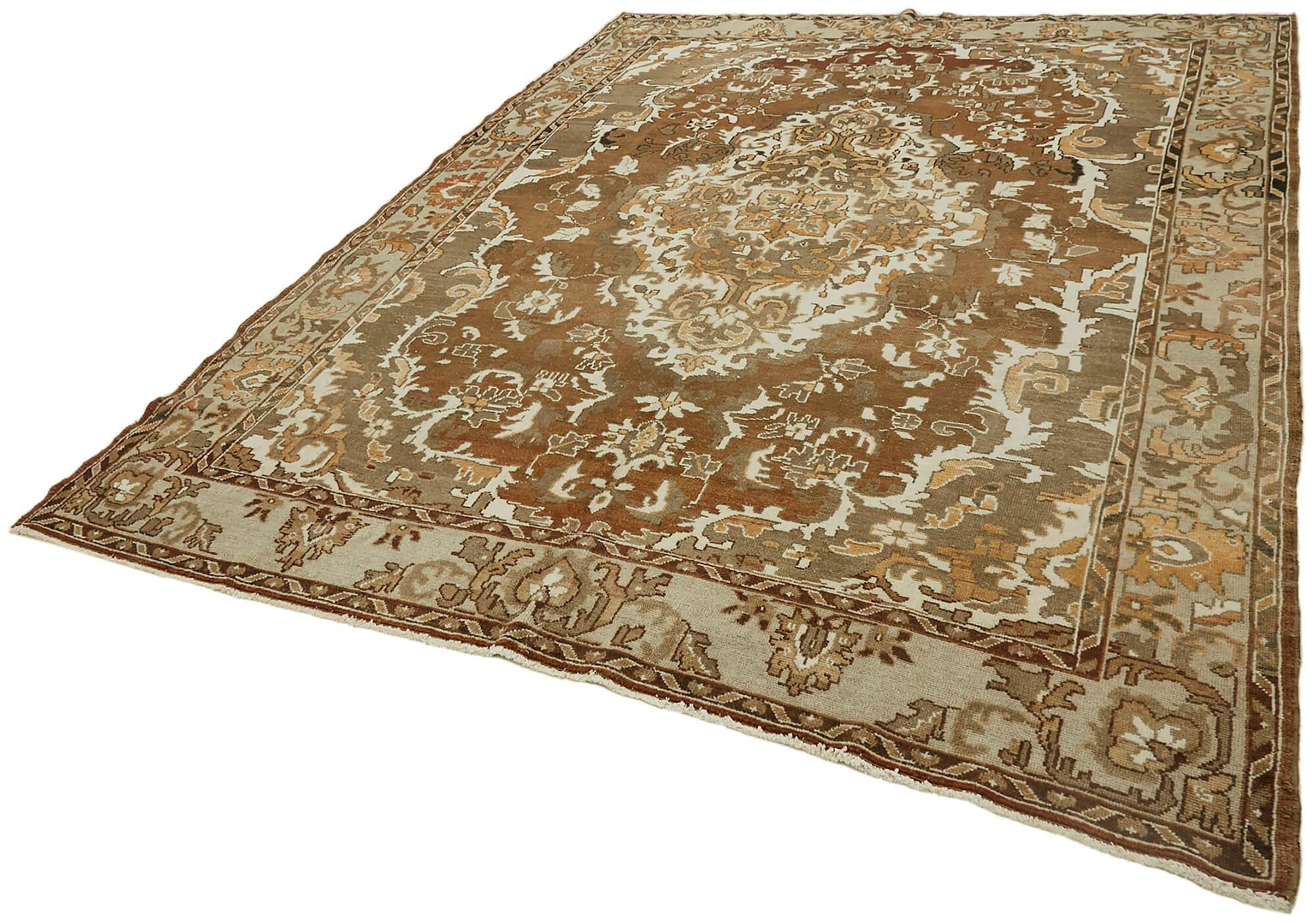 8 x 10 Brown Vintage Large Area Rug - 7627