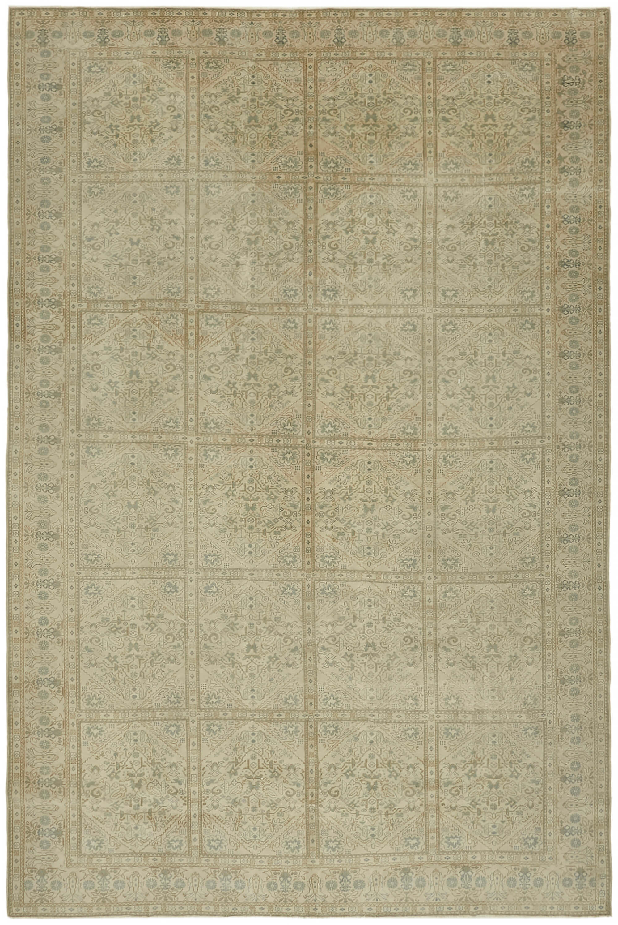 9 x 13 Beige Vintage Large Area Rug - 7628