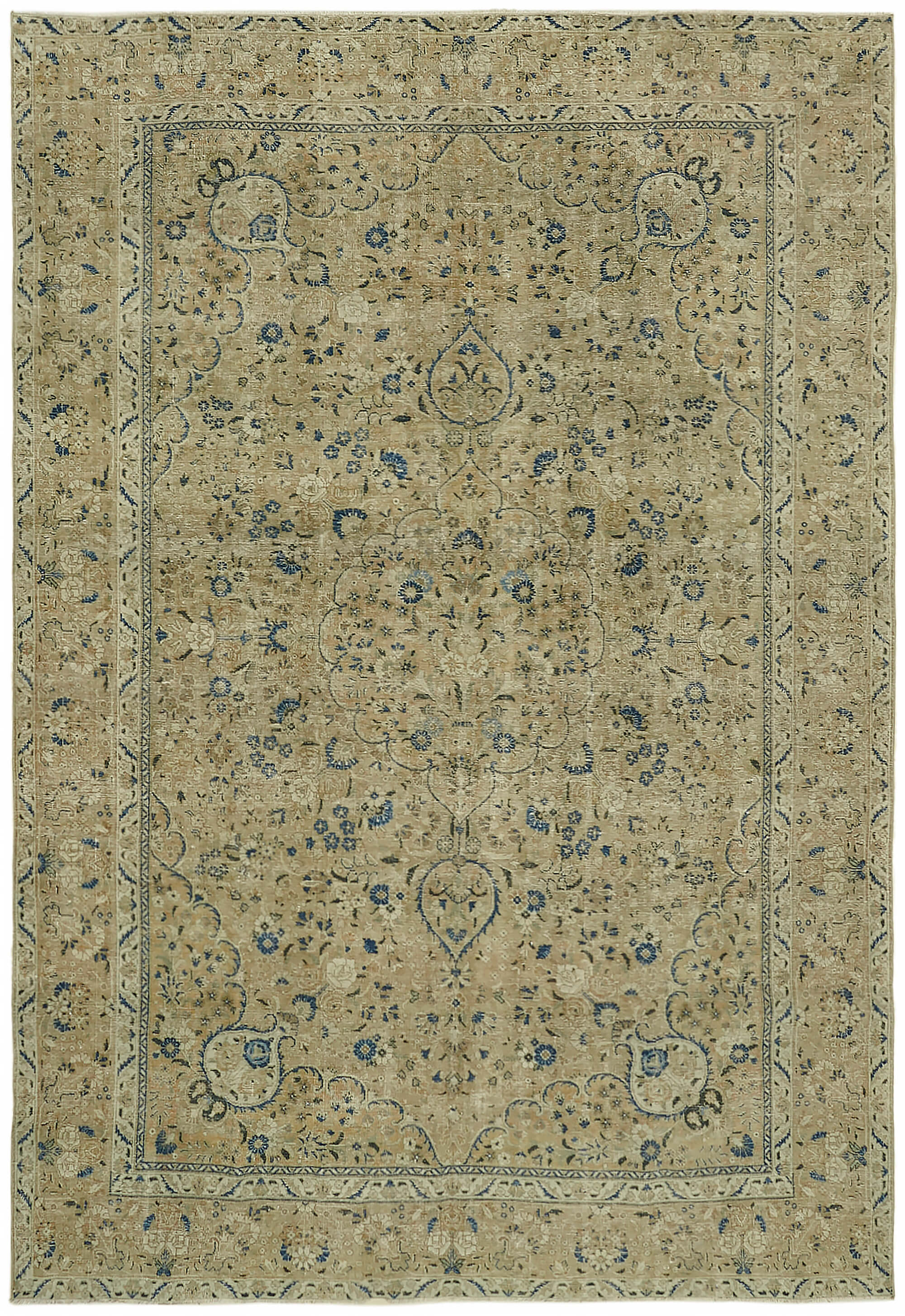 8 x 12 Beige Vintage Large Area Rug - 7630