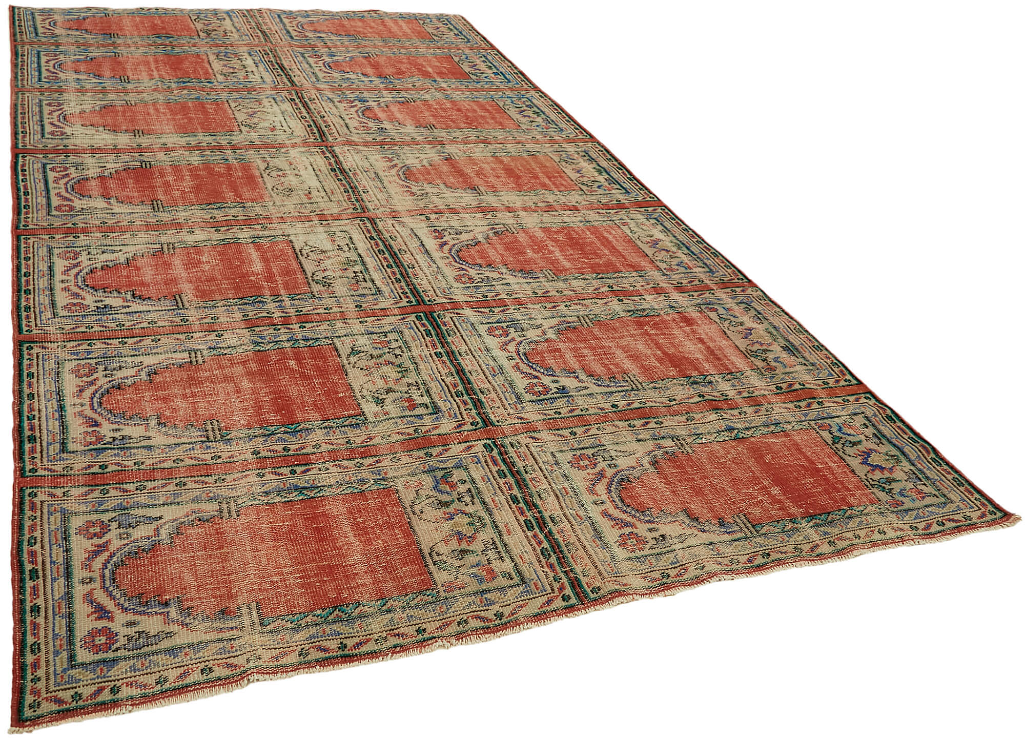 7 x 13 Beige Vintage Large Area Rug - 7640