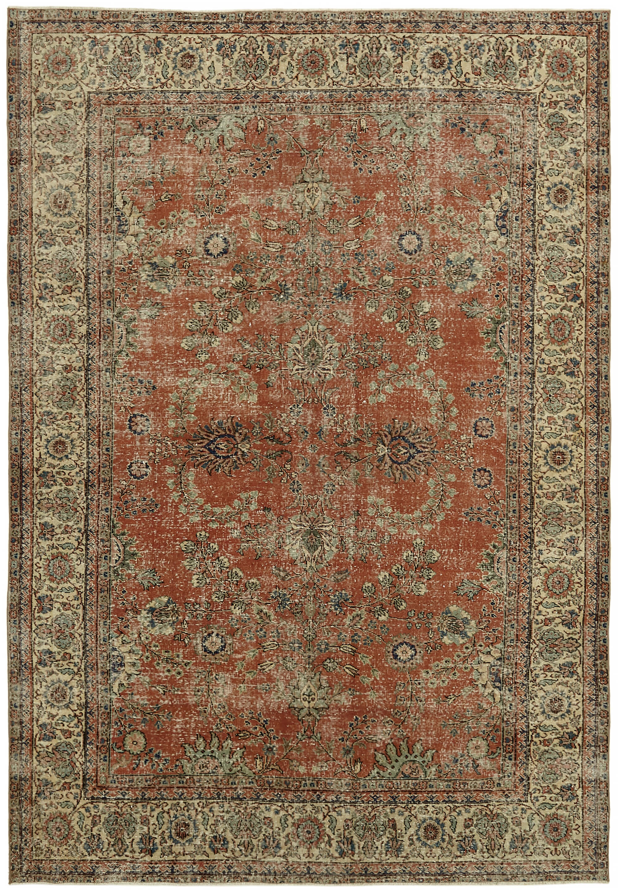 8 x 11 Beige Vintage Large Area Rug - 7646