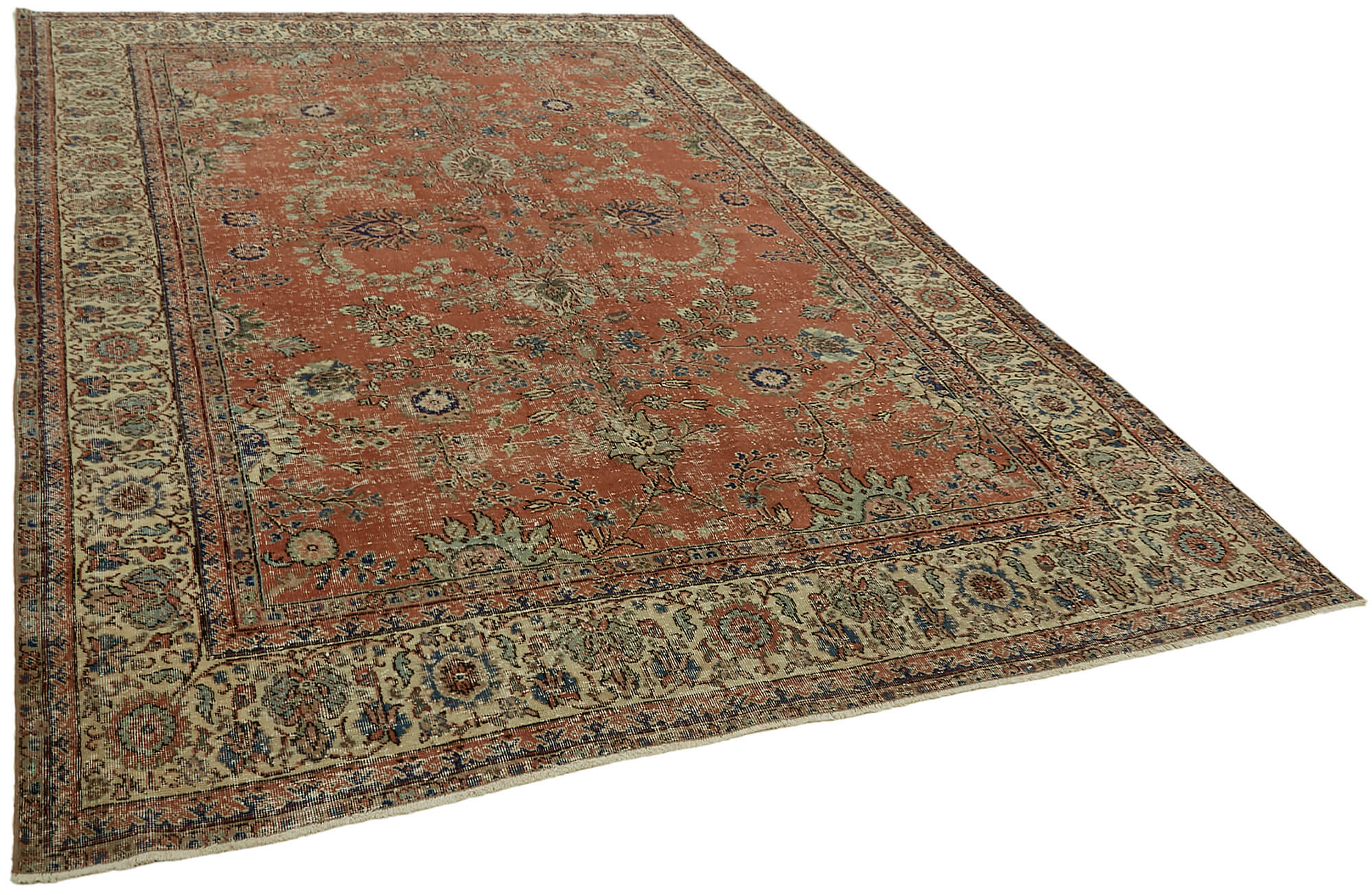 8 x 11 Beige Vintage Large Area Rug - 7646