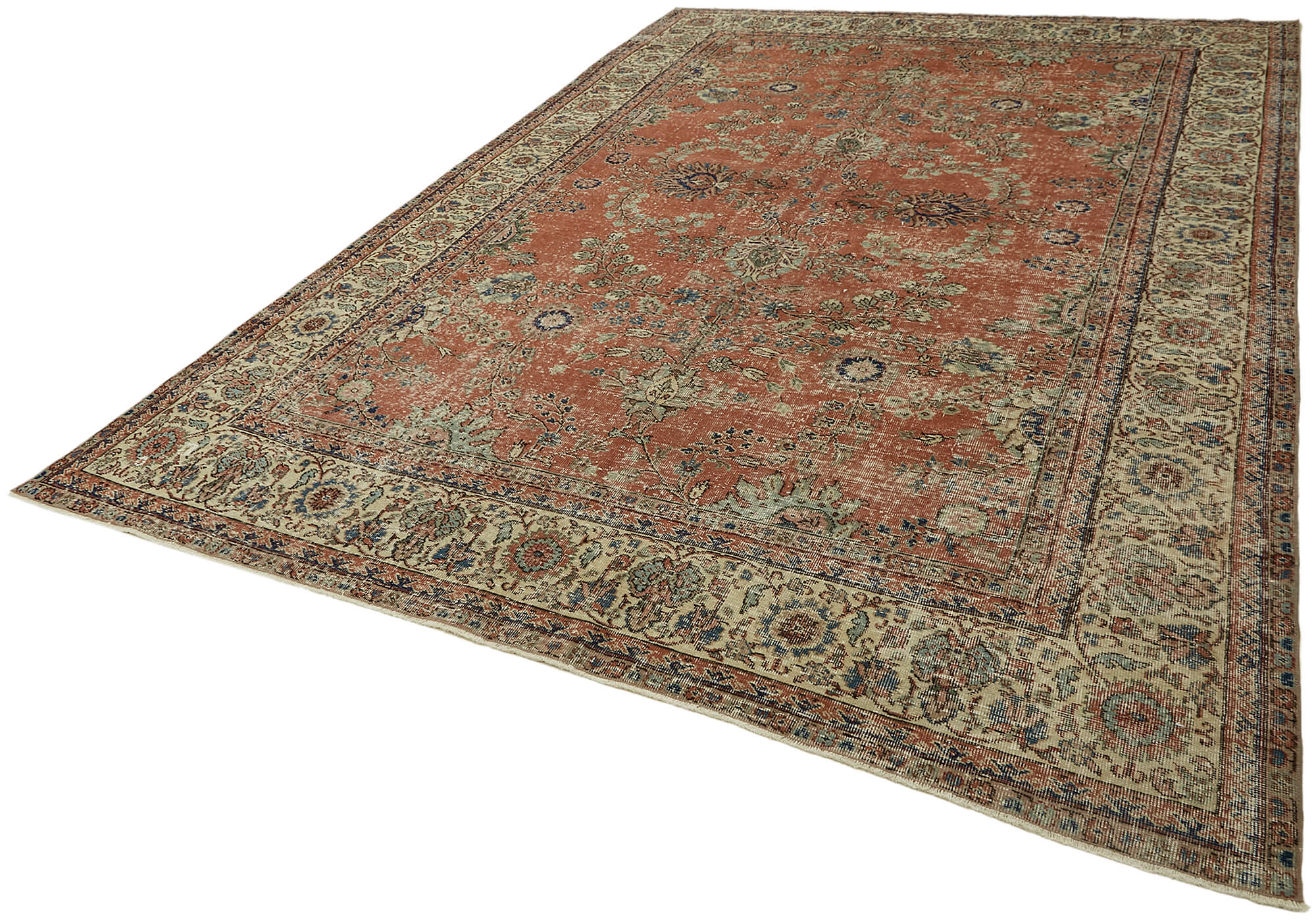 8 x 11 Beige Vintage Large Area Rug - 7646