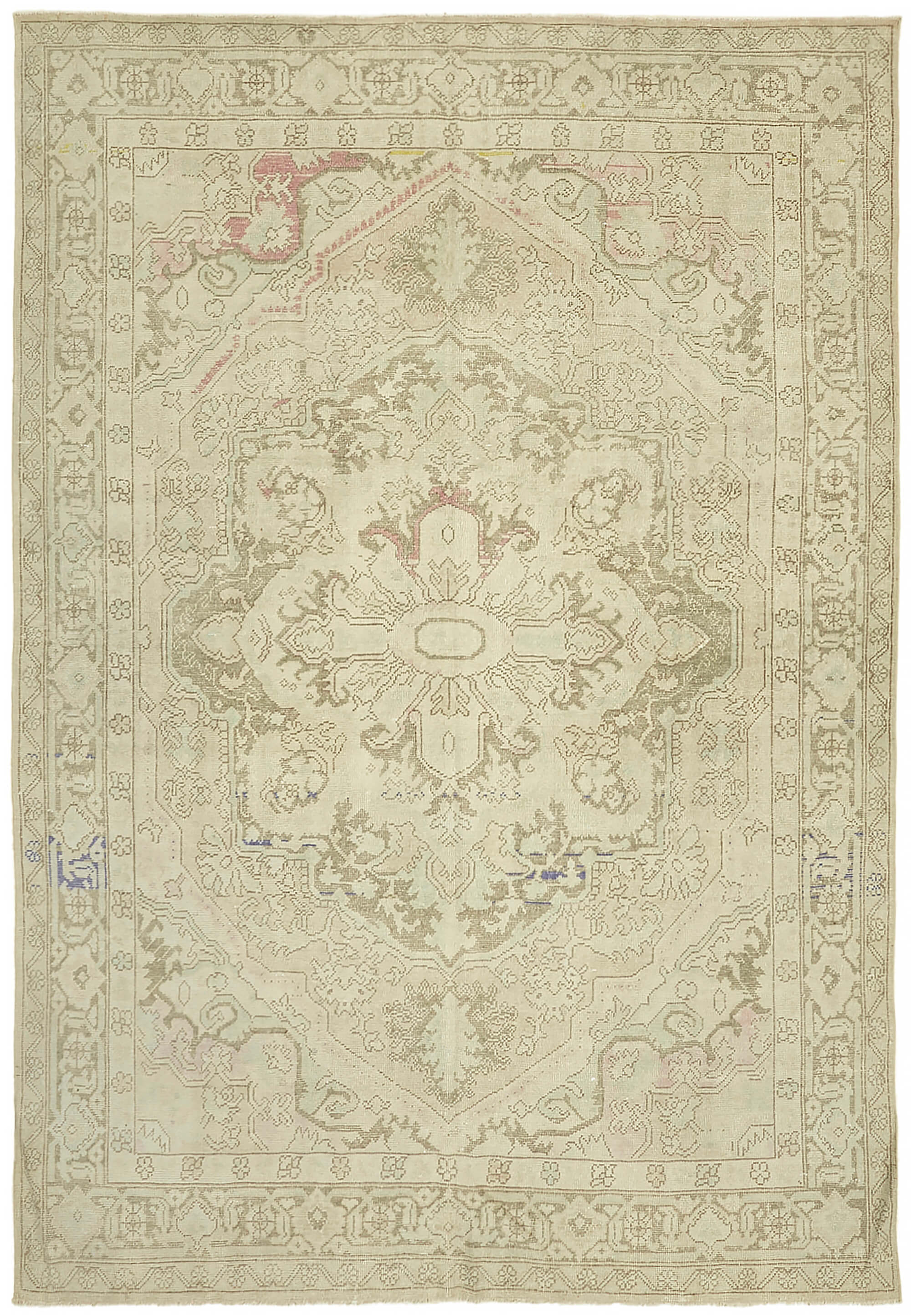 8 x 11 Beige Vintage Large Area Rug - 7649