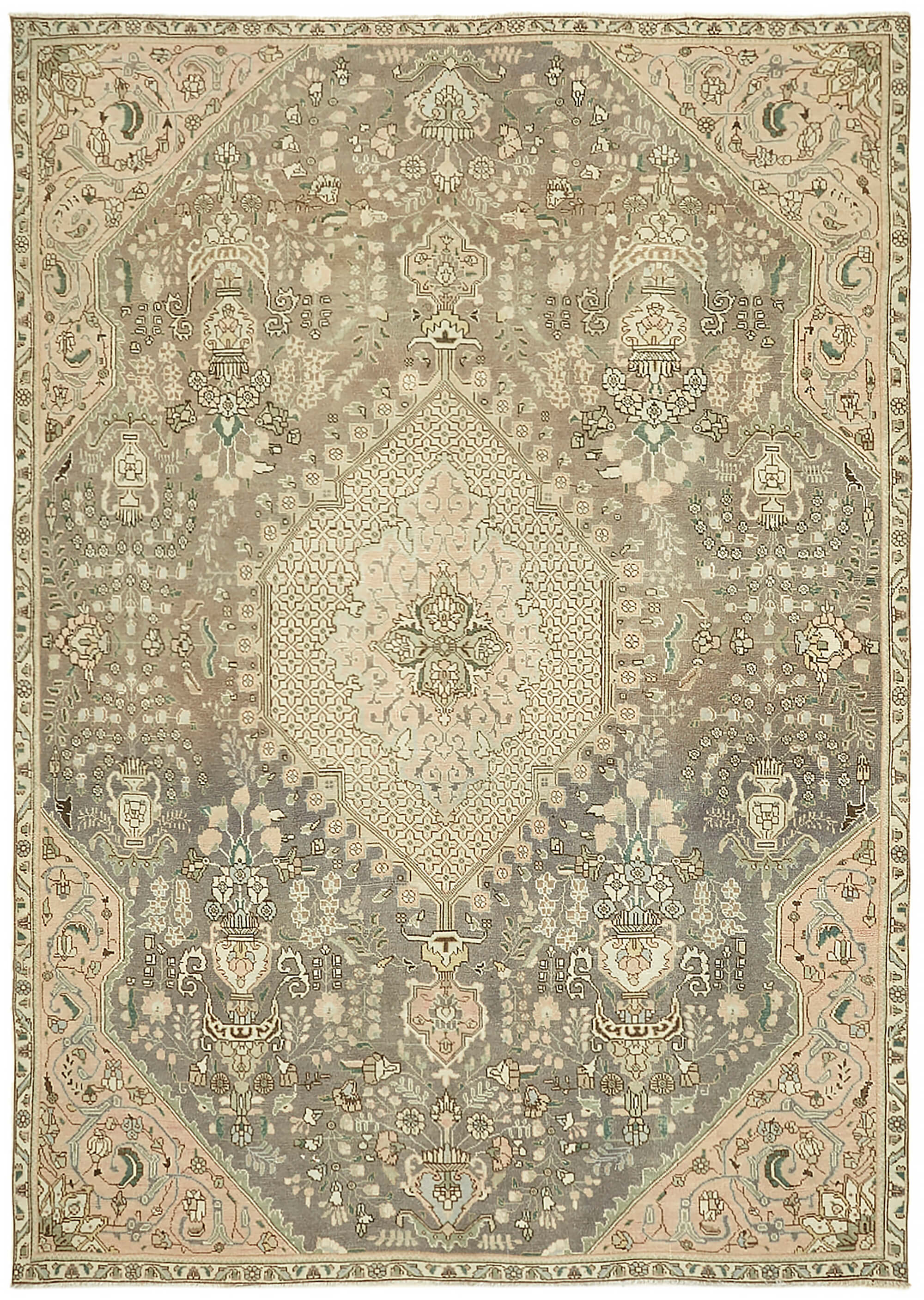 8 x 11 Beige Vintage Large Area Rug - 7652