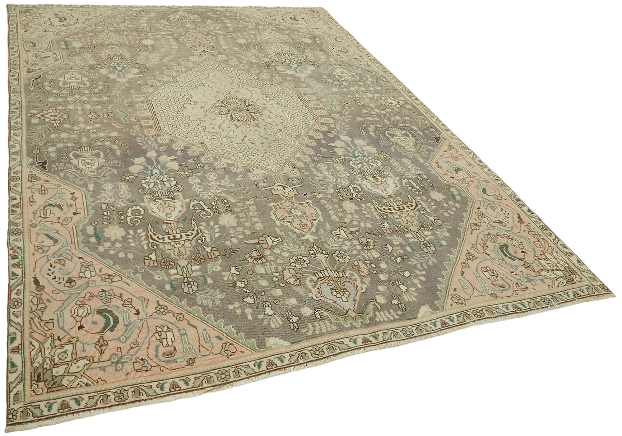 8 x 11 Beige Vintage Large Area Rug - 7652