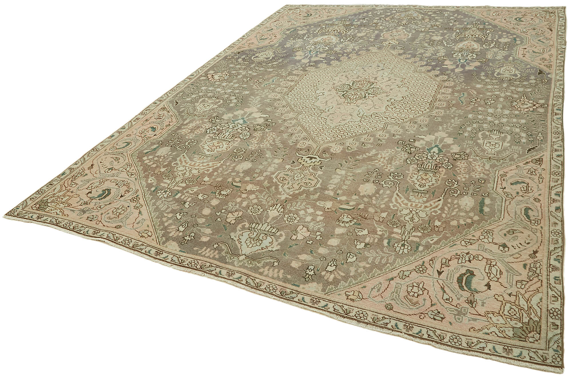 8 x 11 Beige Vintage Large Area Rug - 7652