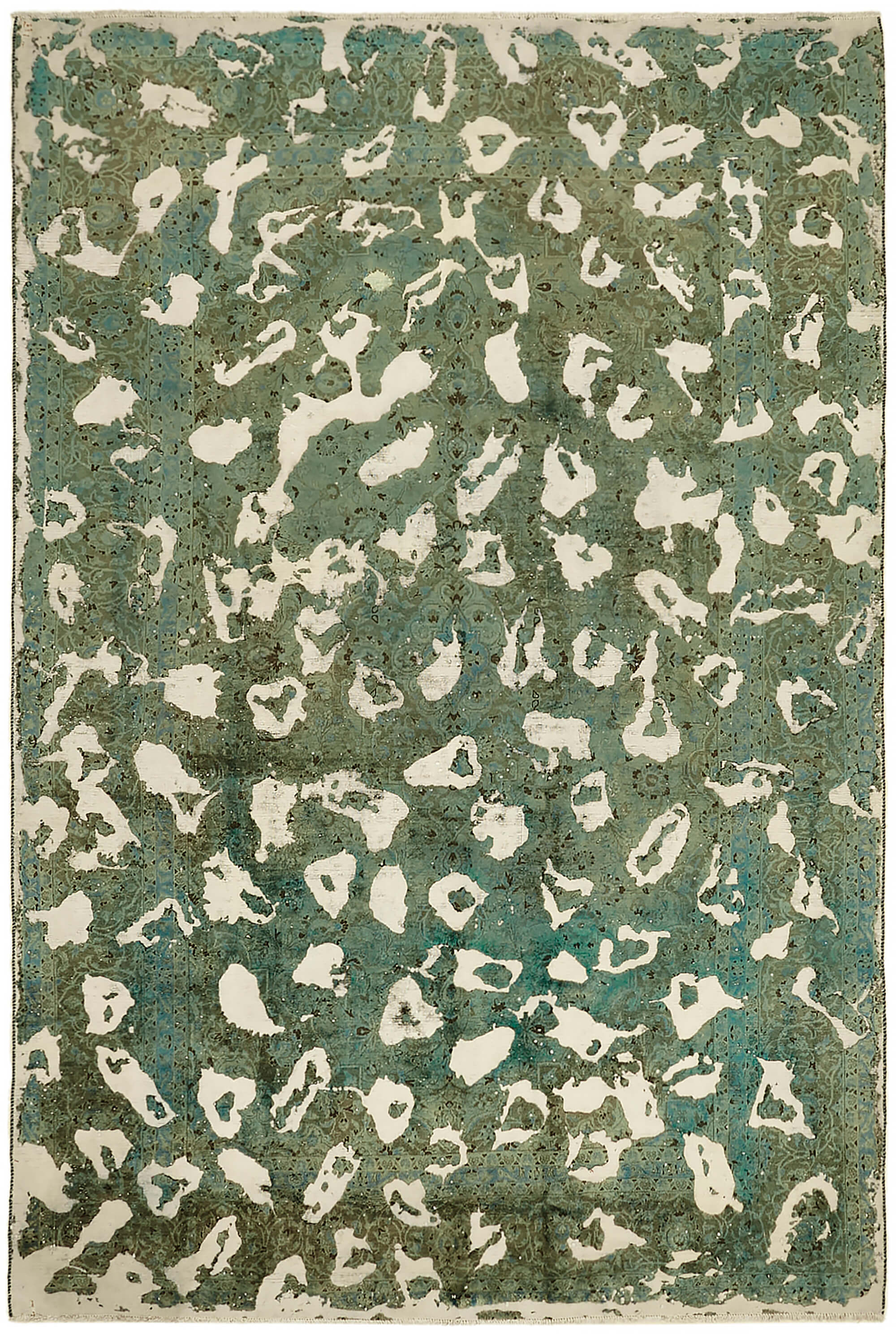 8 x 11 Green Overdyed Large Area Rug - 7655