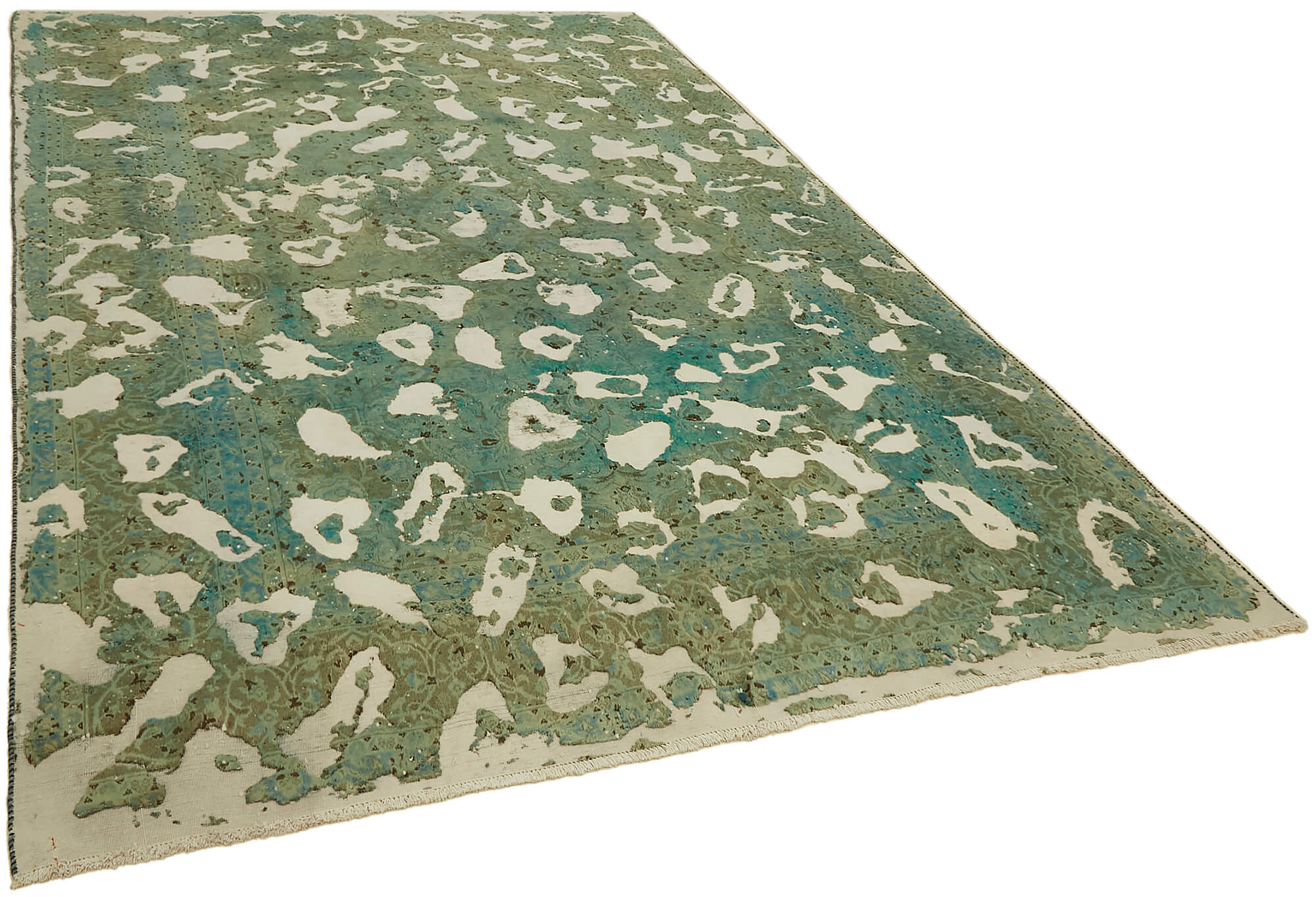 8 x 11 Green Overdyed Large Area Rug - 7655