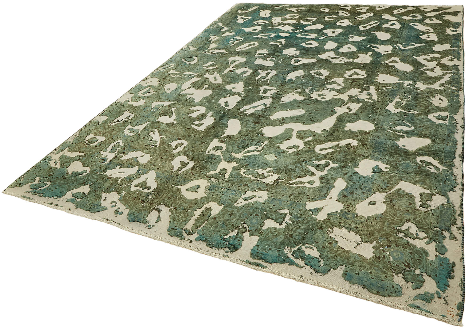 8 x 11 Green Overdyed Large Area Rug - 7655