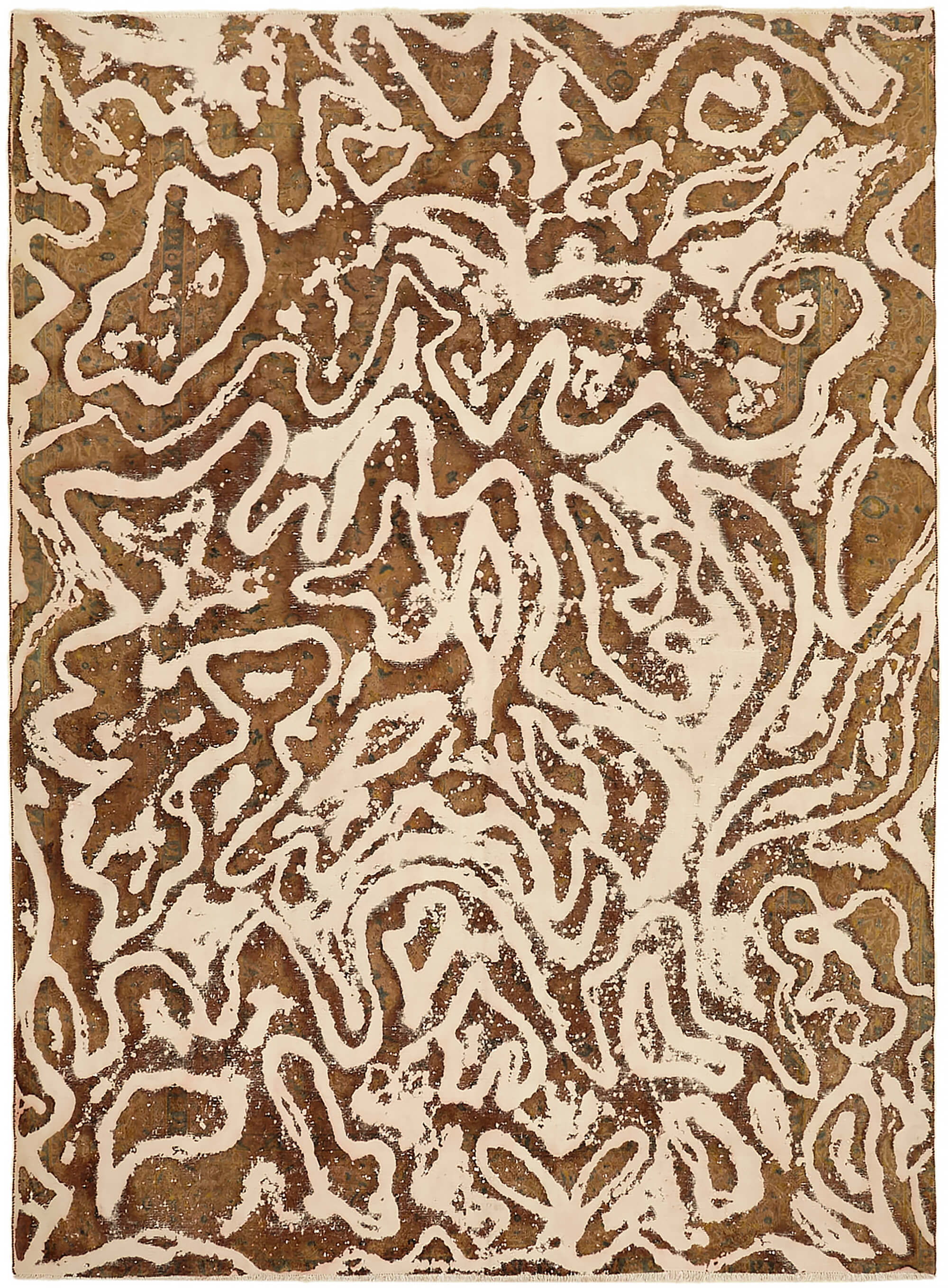 8 x 11 Beige Overdyed Large Area Rug - 7661