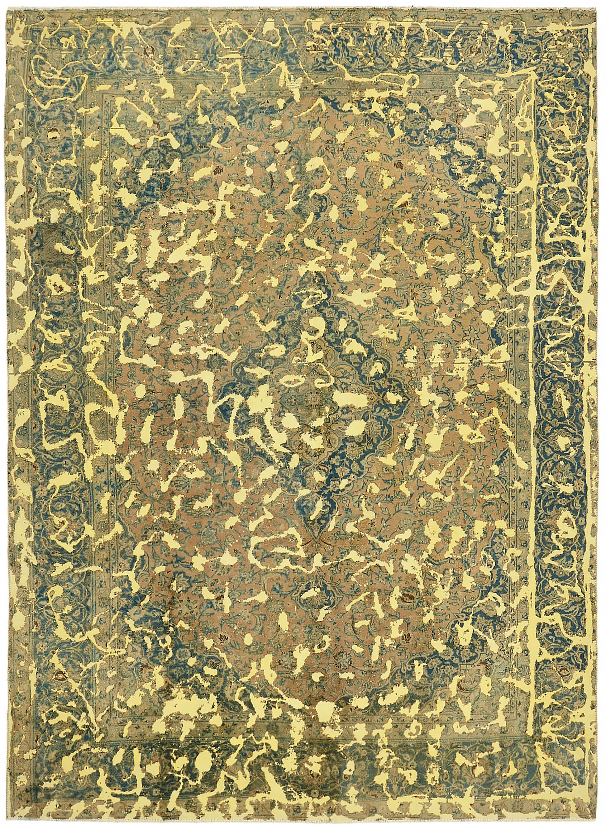 9 x 12 Yellow Overdyed Large Area Rug - 7669