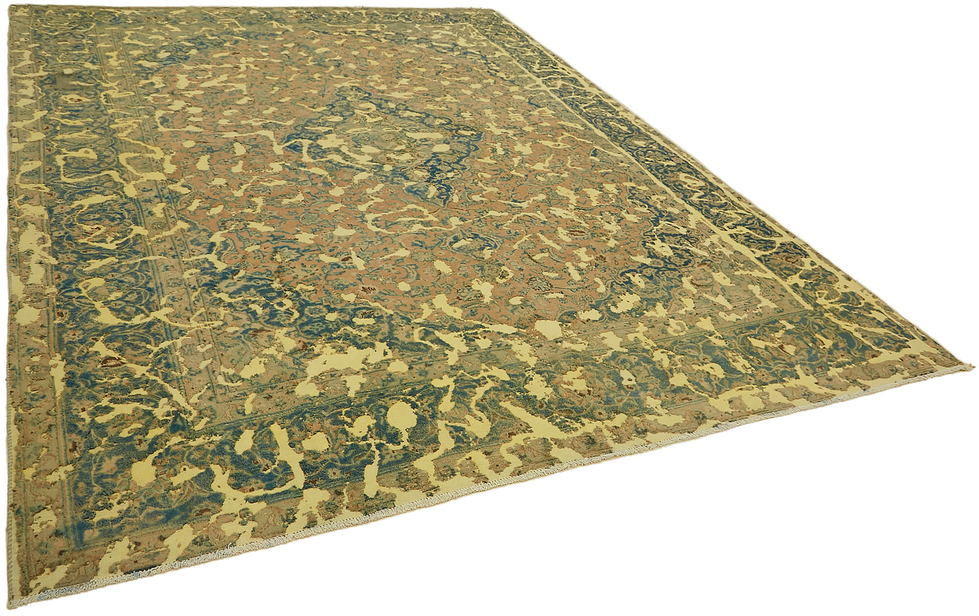 9 x 12 Yellow Overdyed Large Area Rug - 7669