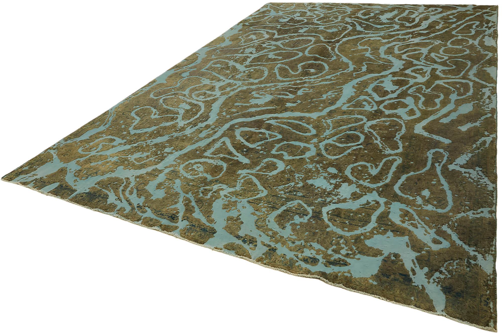 9 x 14 Turquoise Overdyed Large Area Rug - 7670